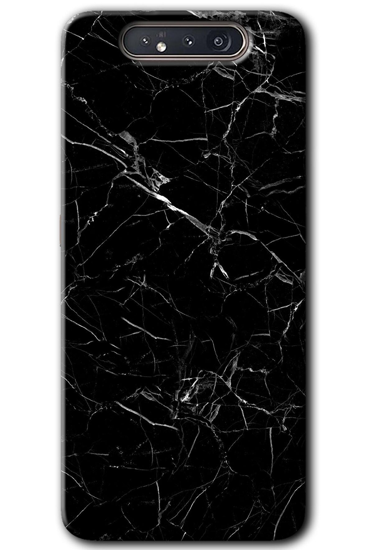 Galaxy A80 Kılıf HD Desen Baskılı Arka Kapak - Siyah Mermer 