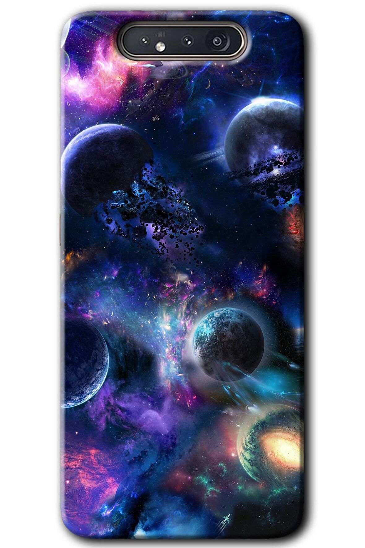 Galaxy A80 Kılıf HD Desen Baskılı Arka Kapak - Gezegen Karışımı 