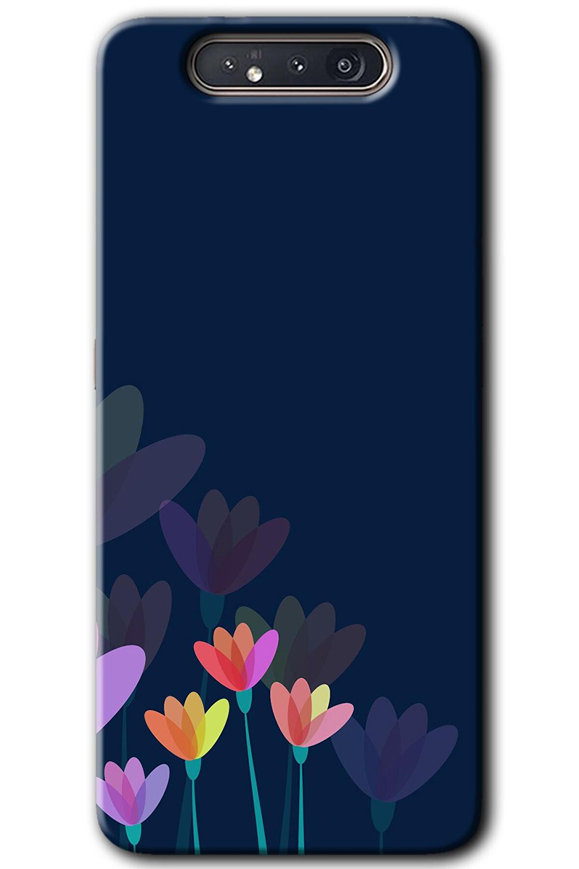 Galaxy A80 Kılıf HD Desen Baskılı Arka Kapak - Çizim Çiçekleri 