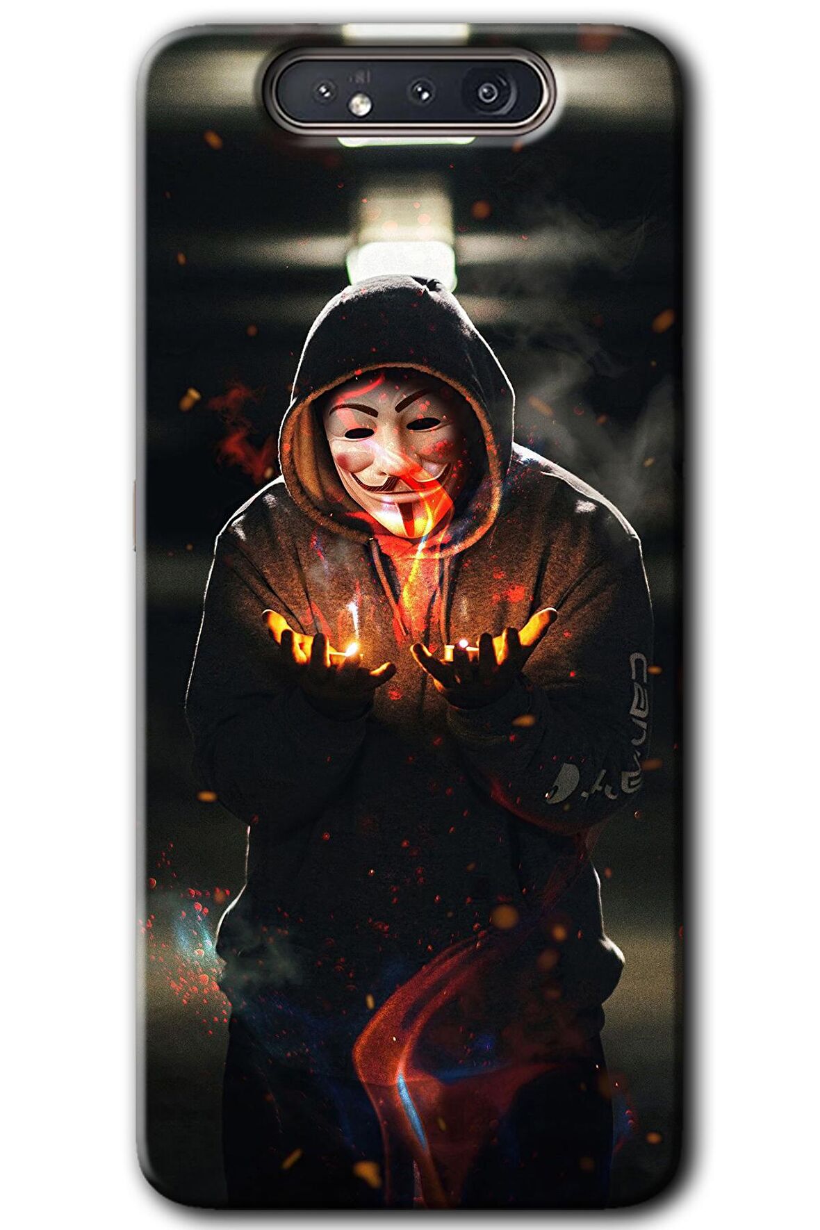 Galaxy A80 Kılıf HD Desen Baskılı Arka Kapak - V for Fire 