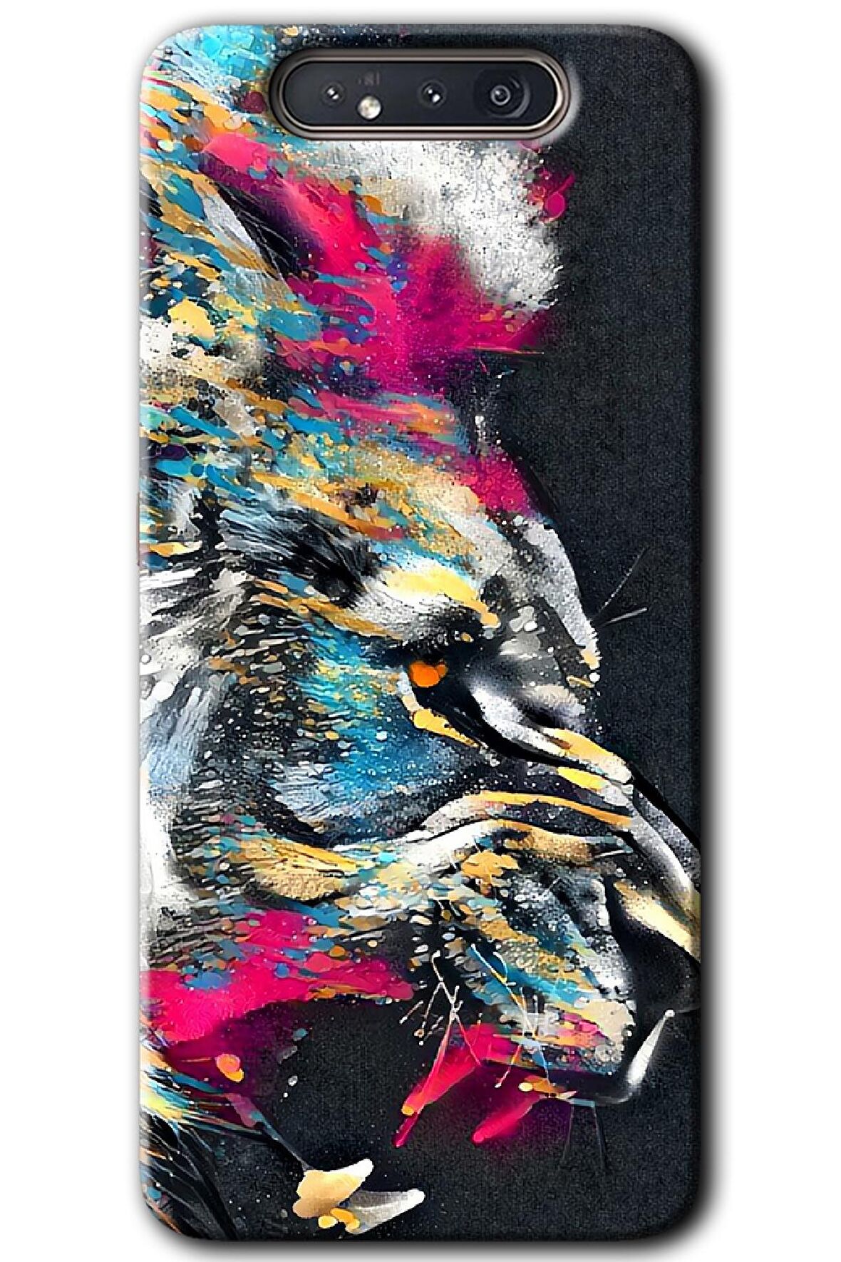 Galaxy A80 Kılıf HD Desen Baskılı Arka Kapak - Colorfull Aslan 