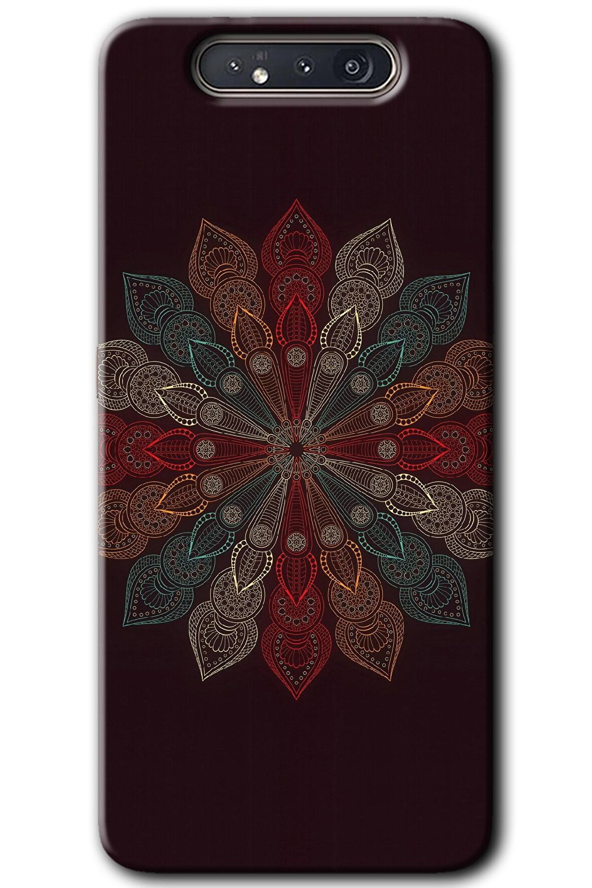Galaxy A80 Kılıf HD Desen Baskılı Arka Kapak - Mandala Flower Wal 