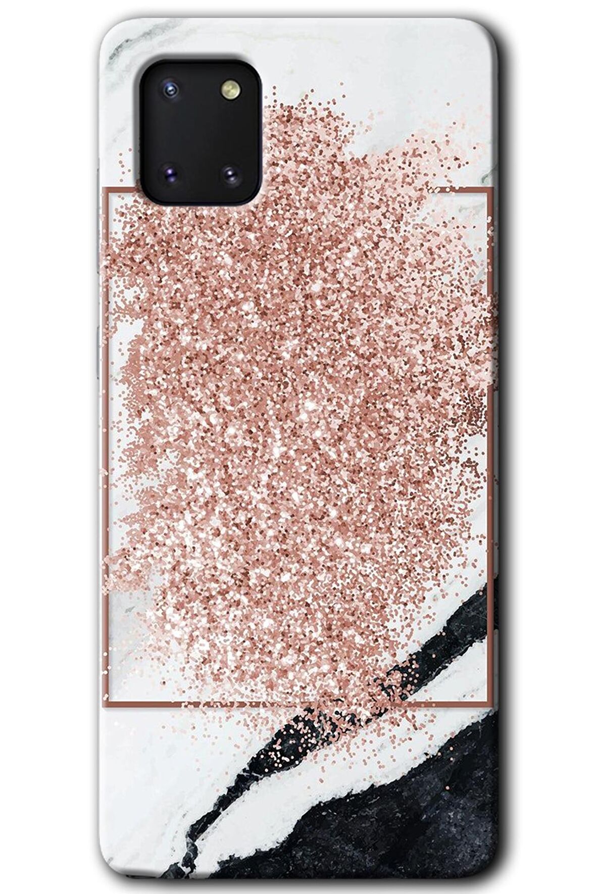 Galaxy A81 Kılıf HD Desen Baskılı Arka Kapak - Simli Mermer 