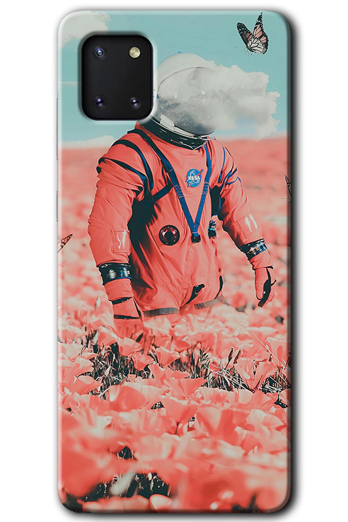 Galaxy A81 Kılıf HD Desen Baskılı Arka Kapak - Uzay Bahçesi 