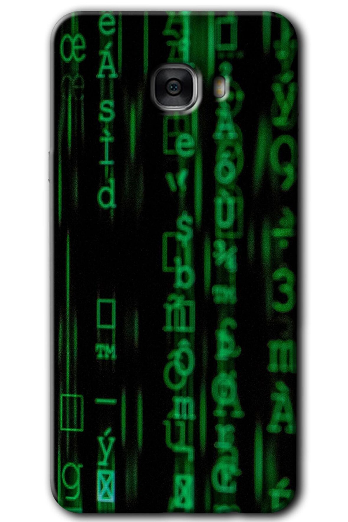 Galaxy C7 Kılıf HD Desen Baskılı Arka Kapak - Matrix 