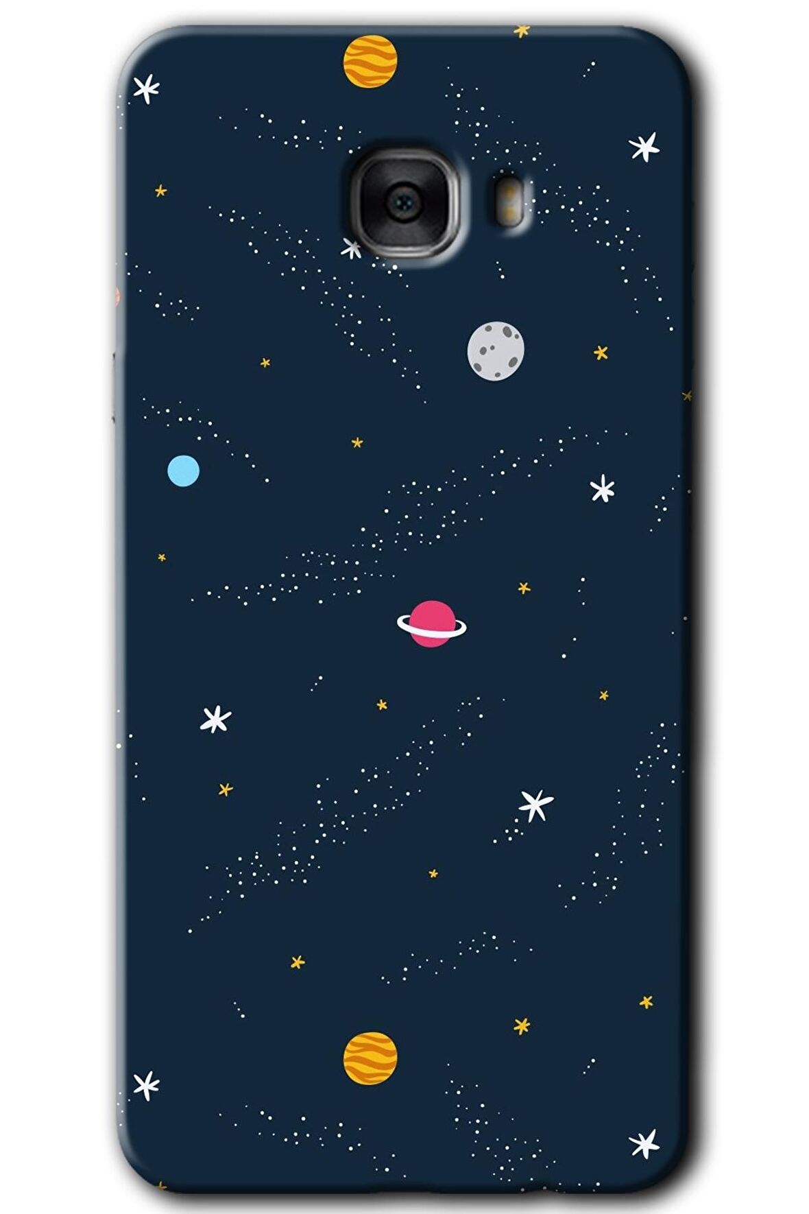 Galaxy C7 Kılıf HD Desen Baskılı Arka Kapak - Çizim Gezegen 