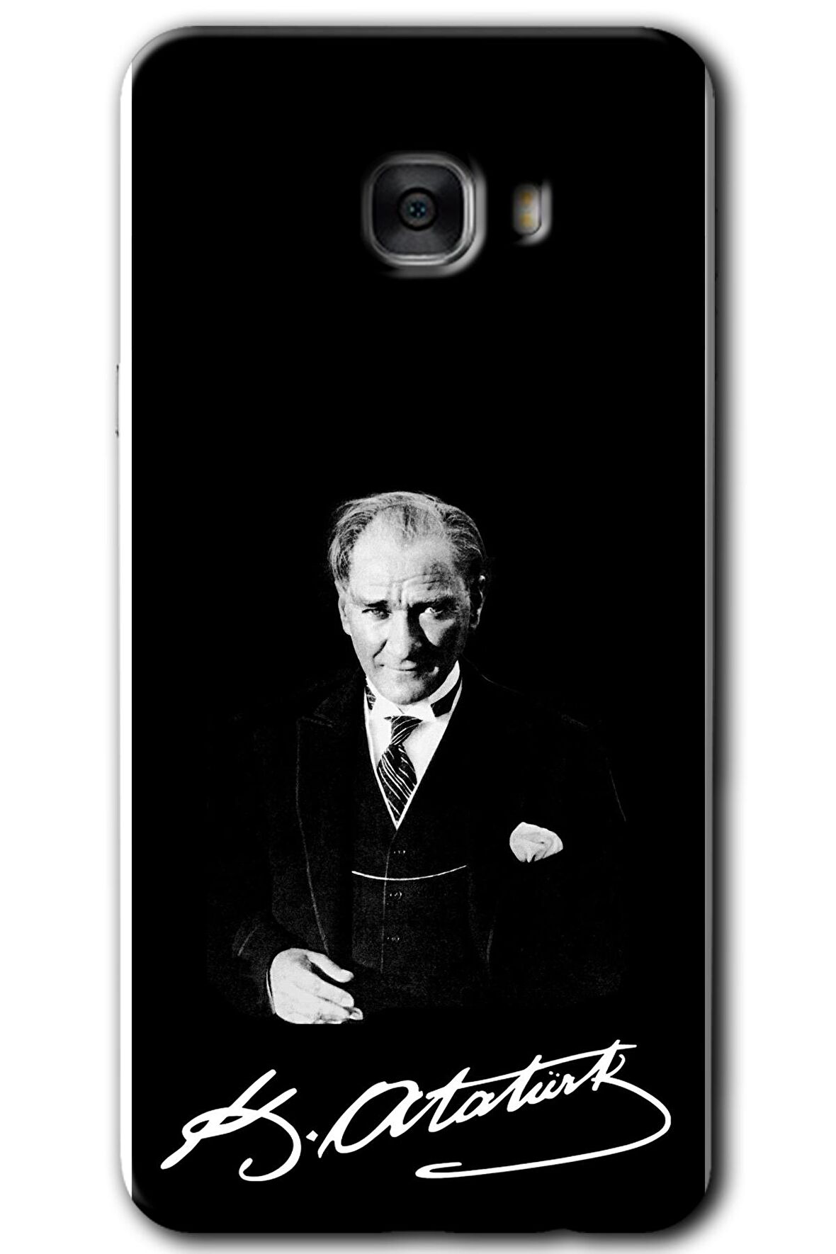 Galaxy C7 Kılıf HD Desen Baskılı Arka Kapak - Atatürk İmza 
