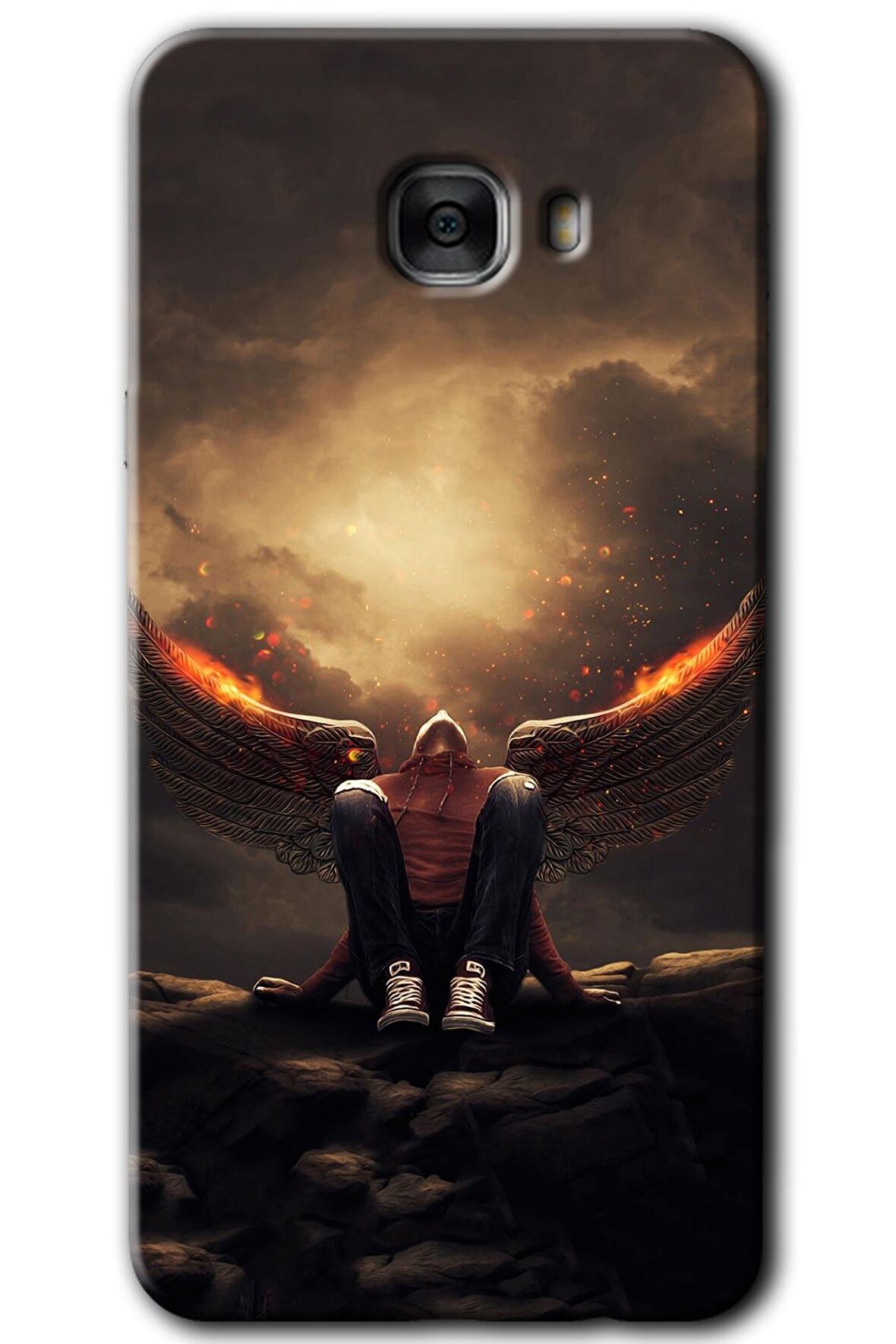 Galaxy C7 Kılıf HD Desen Baskılı Arka Kapak - Wings of Power 