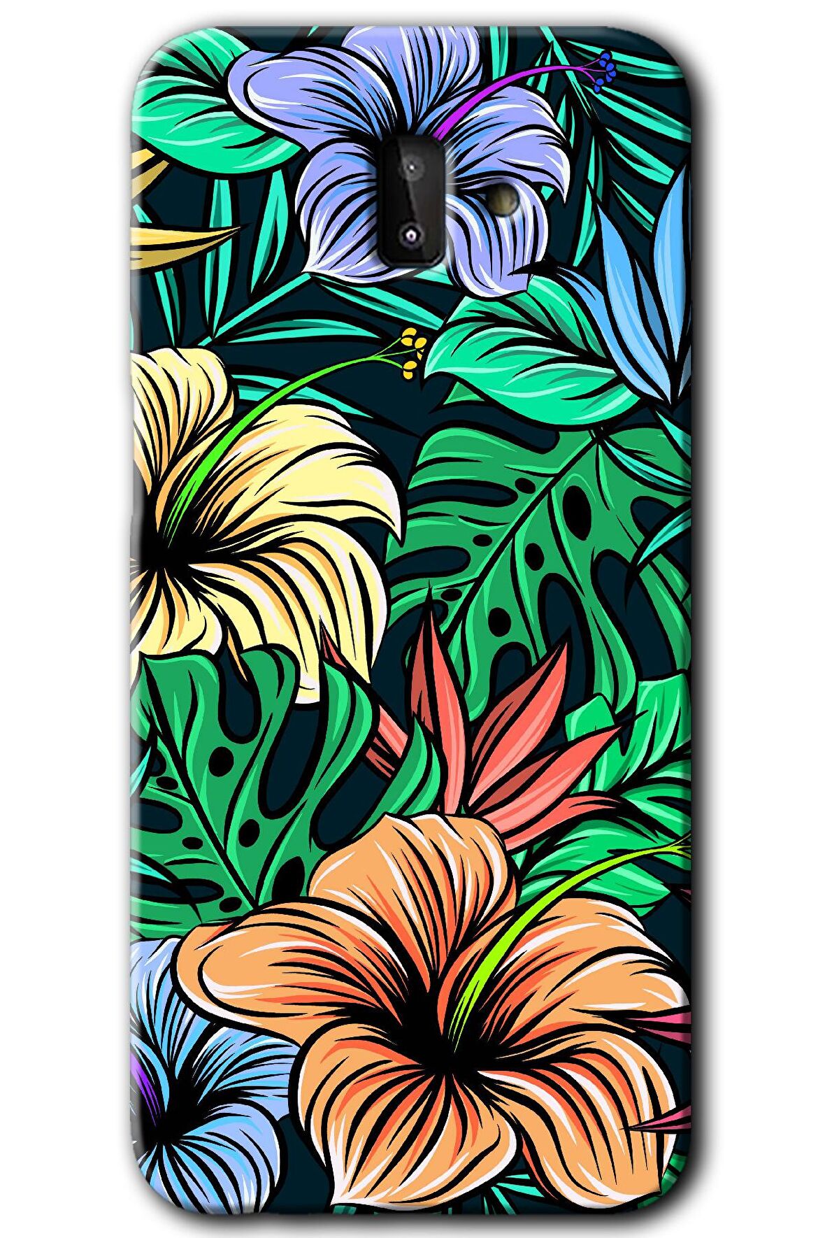 Galaxy J8 Kılıf HD Desen Baskılı Arka Kapak - Hibiscus Flowers 