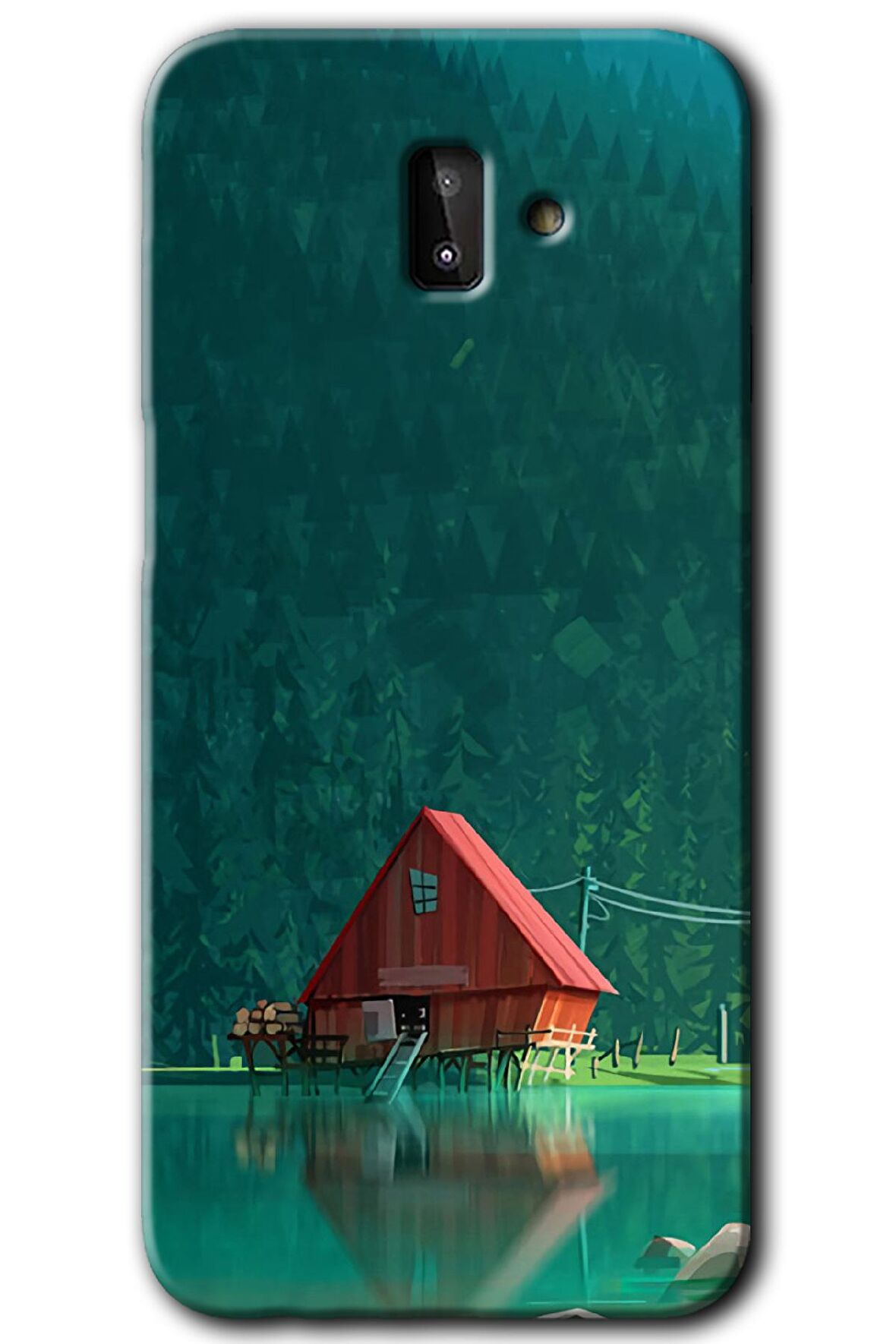 Galaxy J8 Kılıf HD Desen Baskılı Arka Kapak - House In Woods 