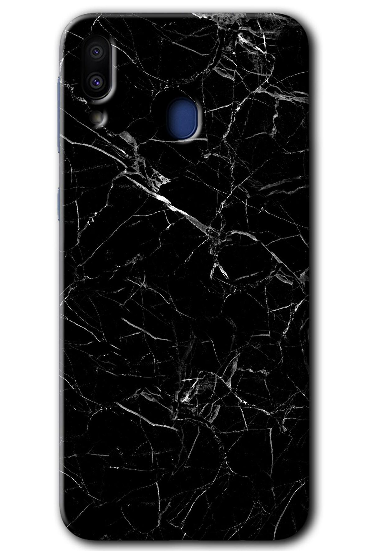 Galaxy M20 Kılıf HD Desen Baskılı Arka Kapak - Siyah Mermer 