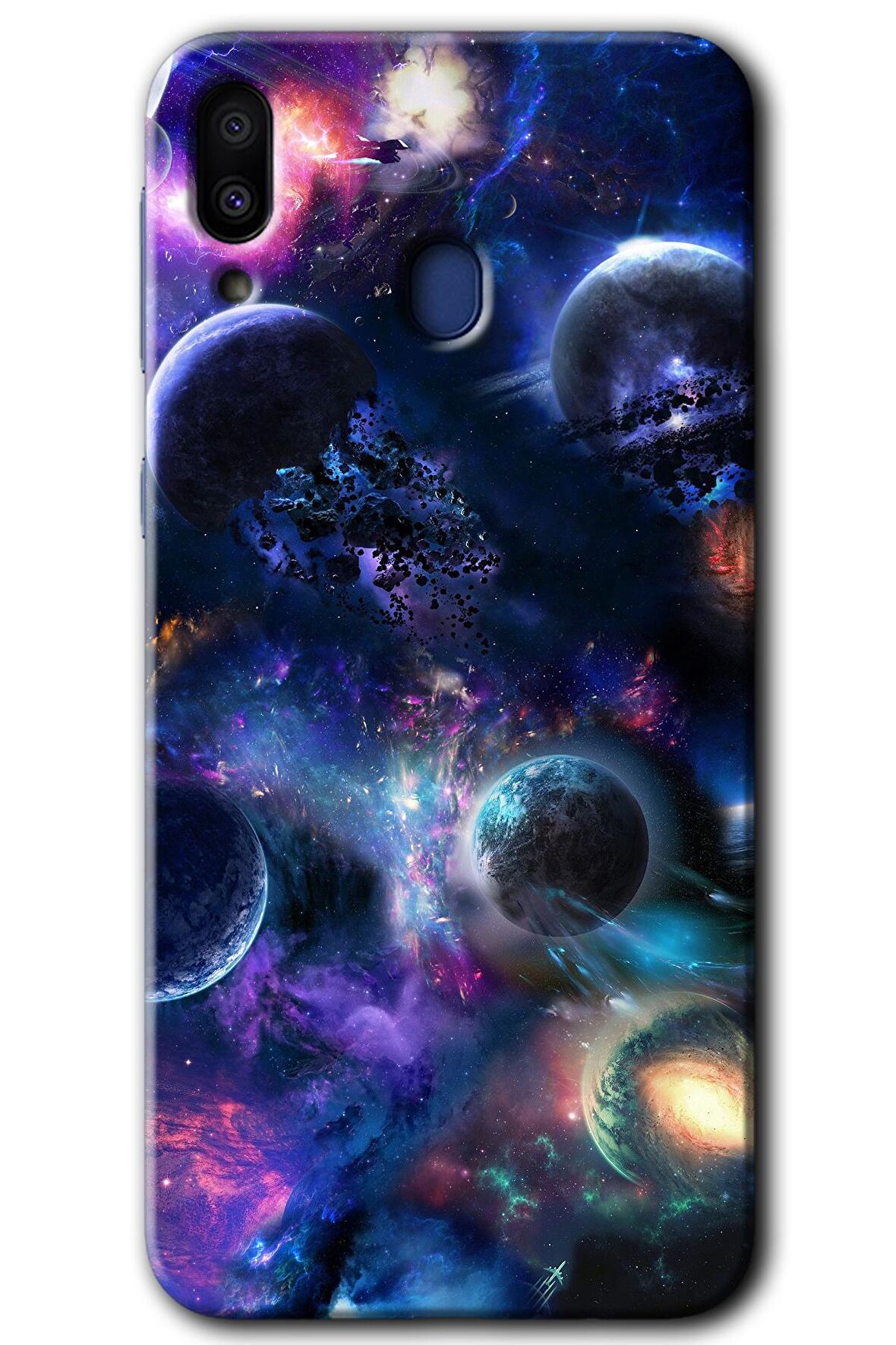 Galaxy M20 Kılıf HD Desen Baskılı Arka Kapak - Gezegen Karışımı 