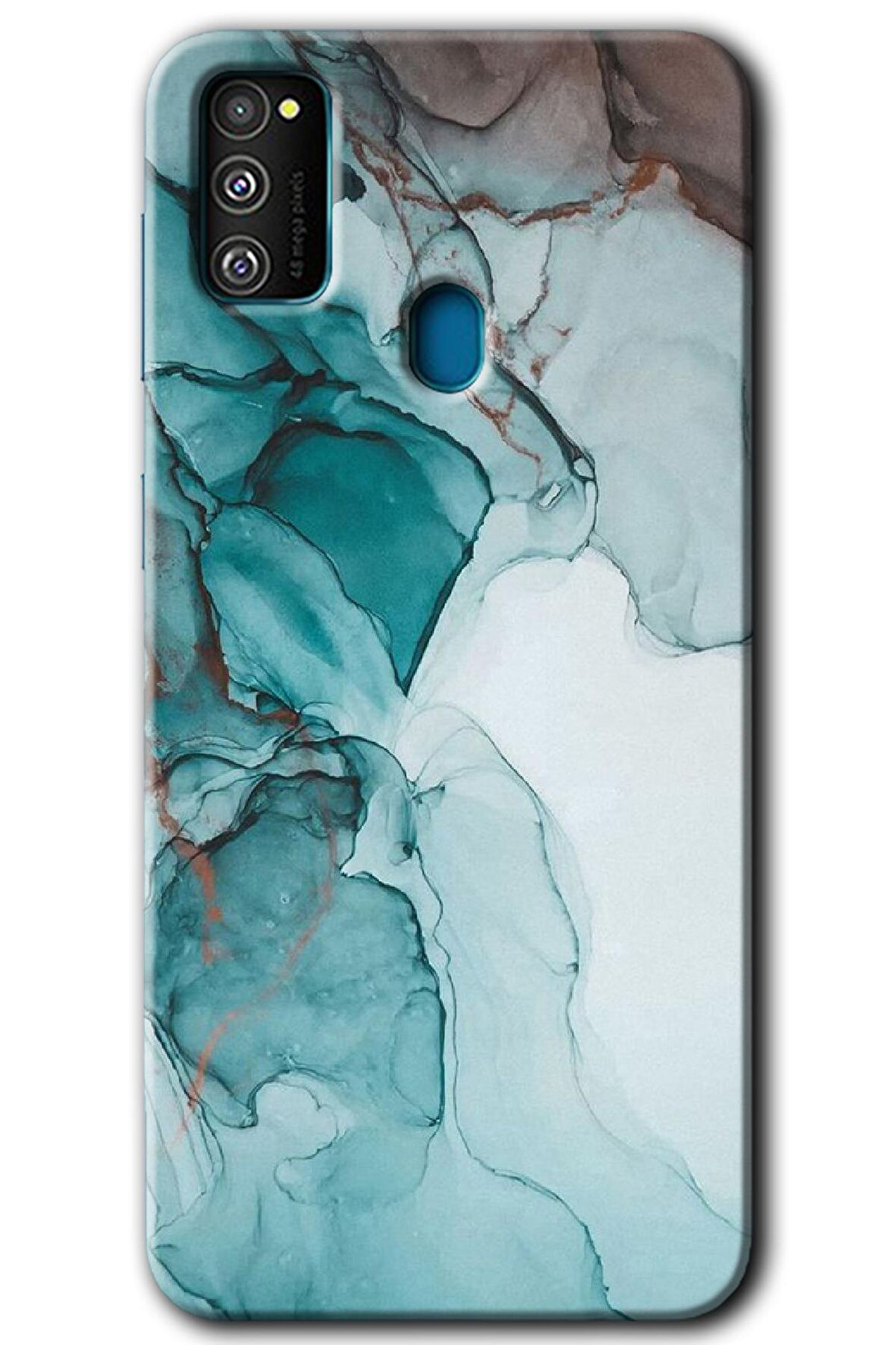 Galaxy M21 Kılıf HD Desen Baskılı Arka Kapak - Buzul Mermer 