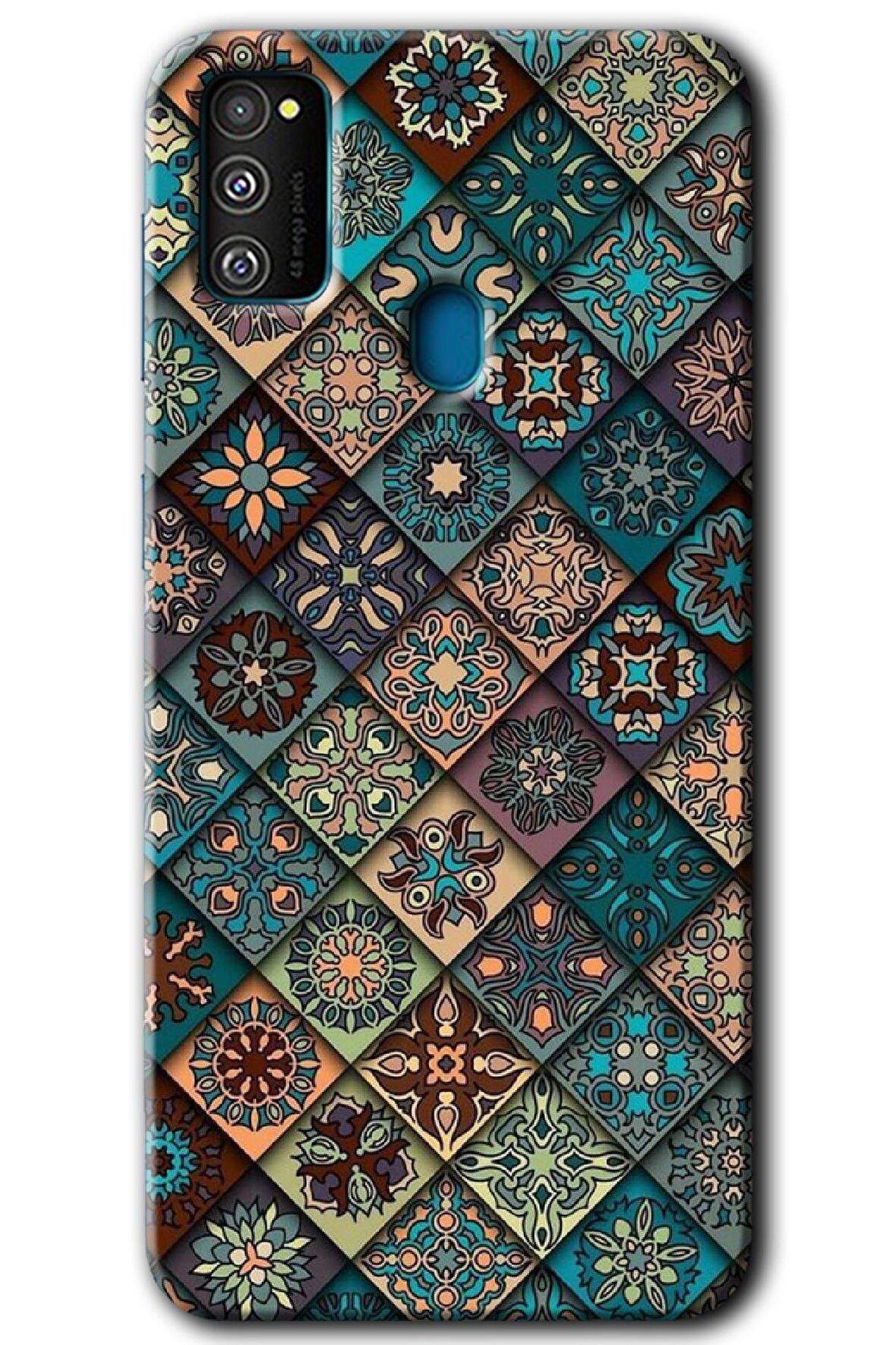 Galaxy M21 Kılıf HD Desen Baskılı Arka Kapak - Mat Mandala 