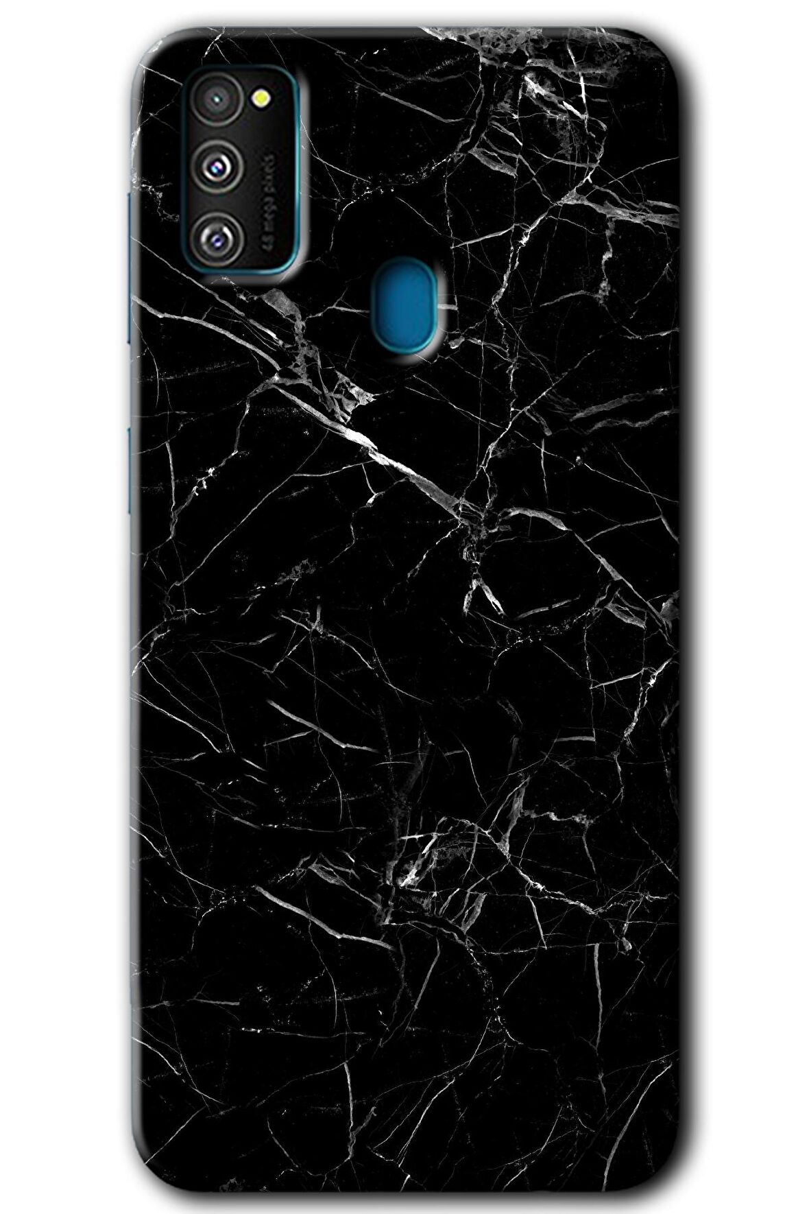 Galaxy M21 Kılıf HD Desen Baskılı Arka Kapak - Siyah Mermer 