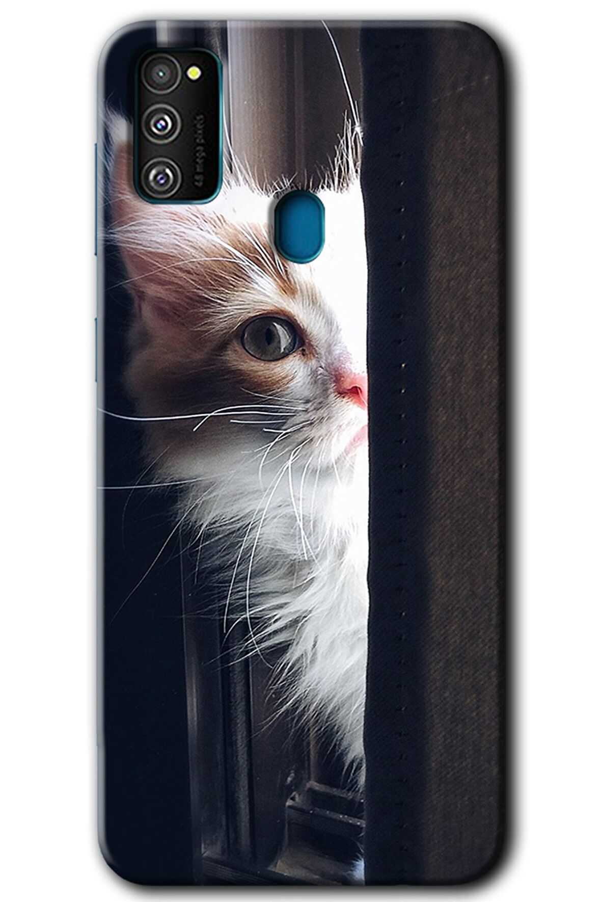 Galaxy M21 Kılıf HD Desen Baskılı Arka Kapak - Kedi Bakışı 