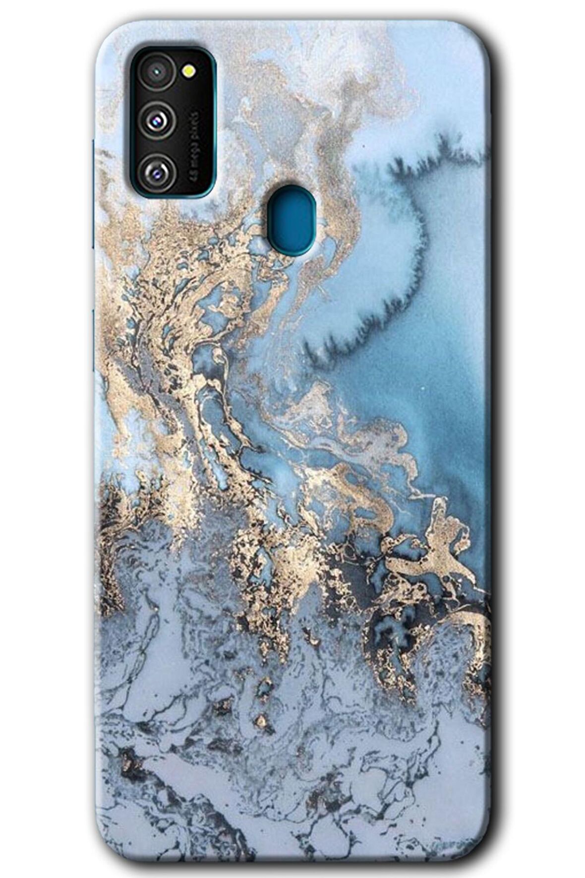 Galaxy M21 Kılıf HD Desen Baskılı Arka Kapak - Eski Mermer 