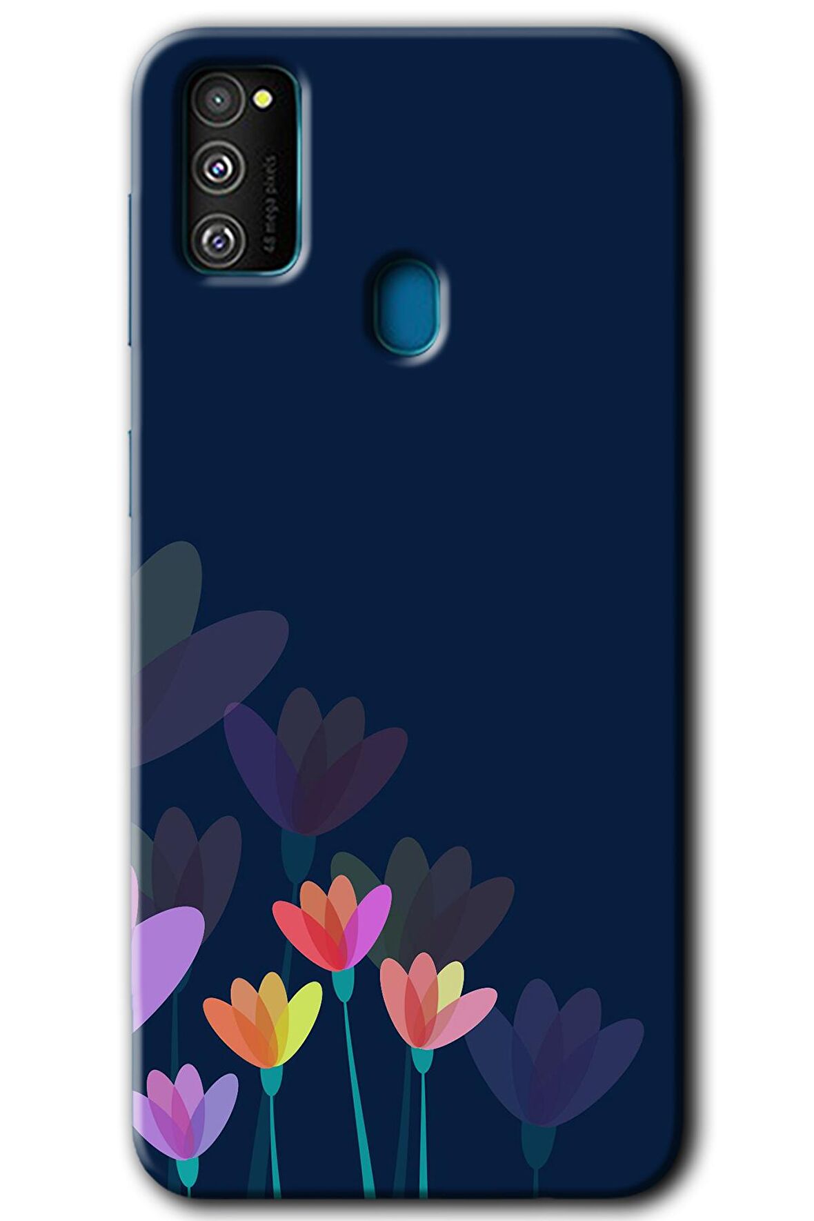 Galaxy M21 Kılıf HD Desen Baskılı Arka Kapak - Çizim Çiçekleri 