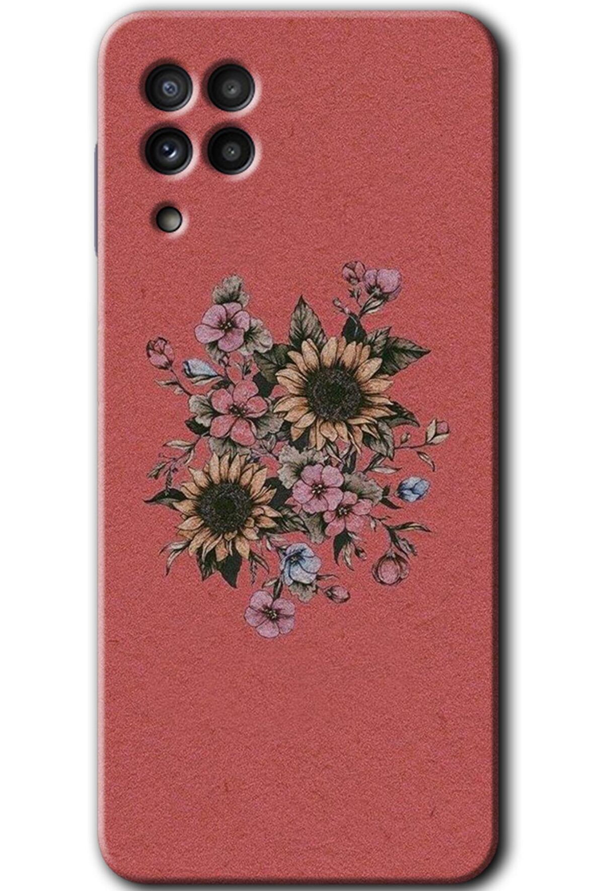 Galaxy M22 Kılıf HD Desen Baskılı Arka Kapak - Retro Çiçek 