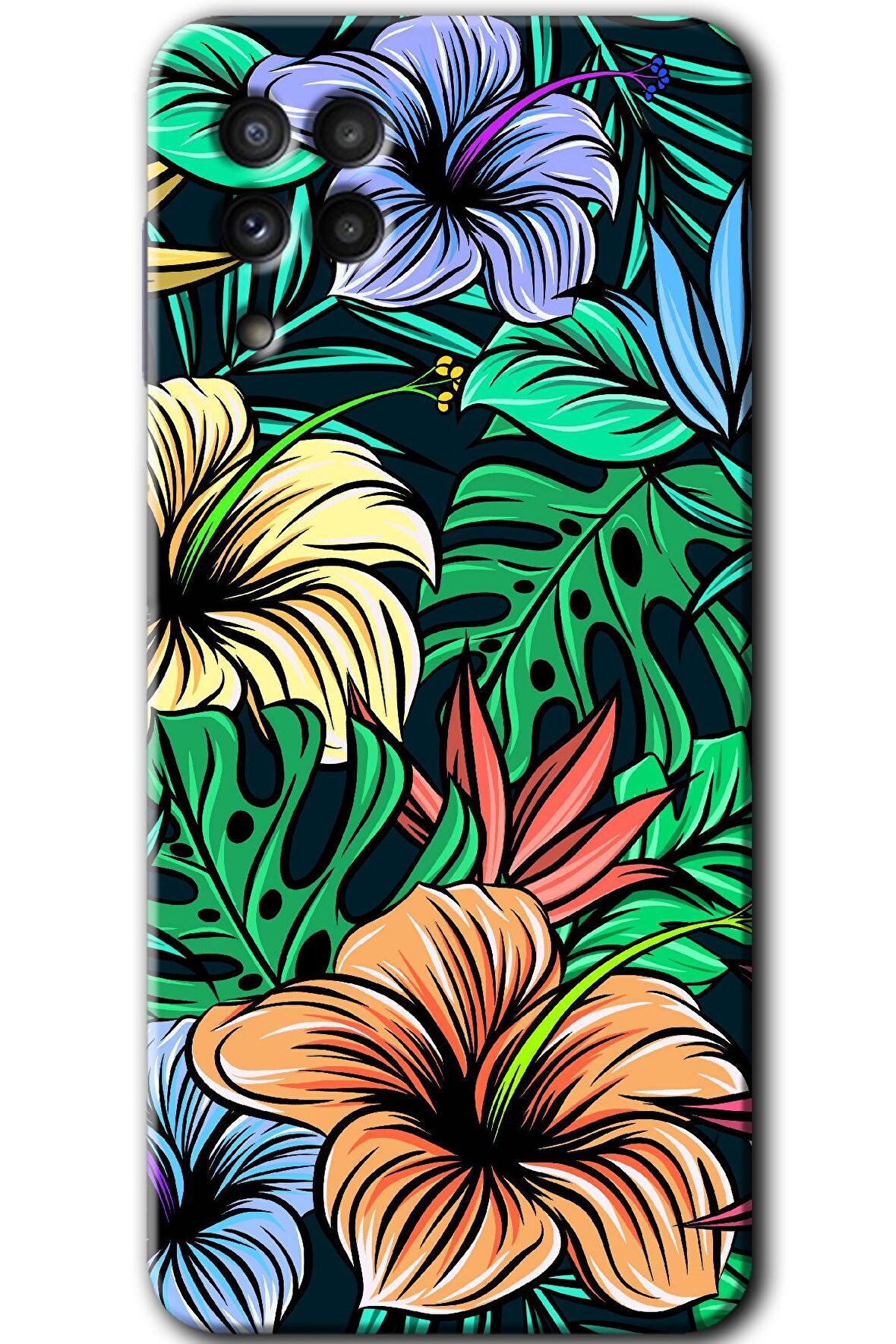 Galaxy M22 Kılıf HD Desen Baskılı Arka Kapak - Hibiscus Flowers 