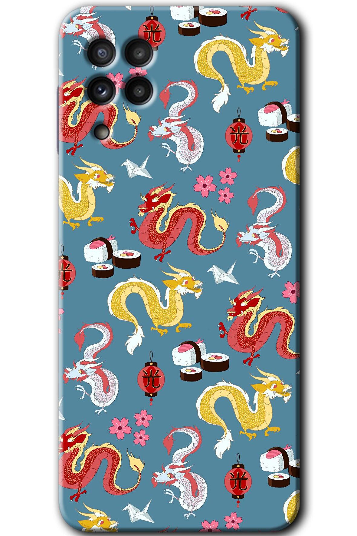 Galaxy M22 Kılıf HD Desen Baskılı Arka Kapak - Funky Dragon 