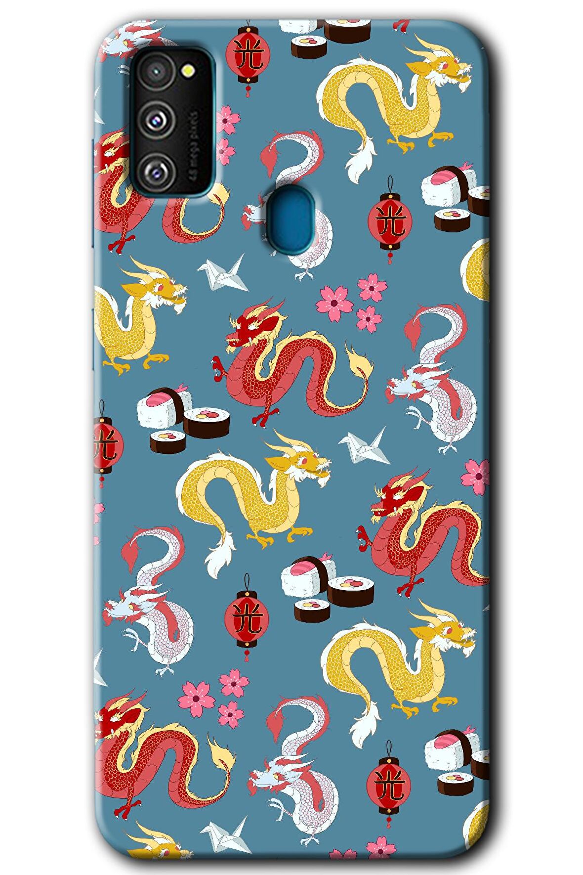 Galaxy M30s Kılıf HD Desen Baskılı Arka Kapak - Funky Dragon 