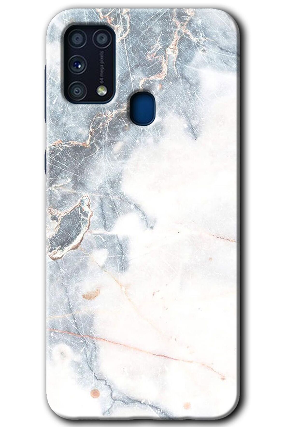 Galaxy M31 Kılıf HD Desen Baskılı Arka Kapak - White Marble 