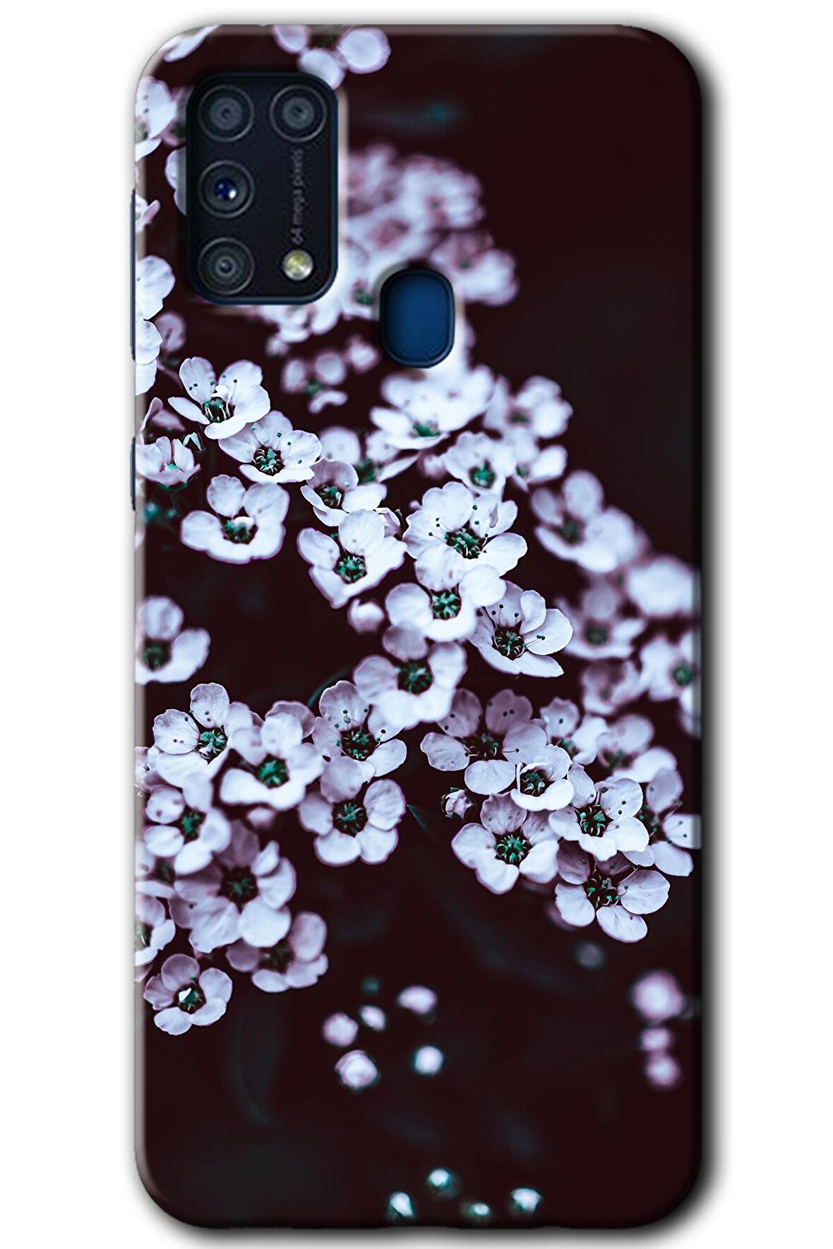 Galaxy M31 Kılıf HD Desen Baskılı Arka Kapak - Beyaz Çiçek 