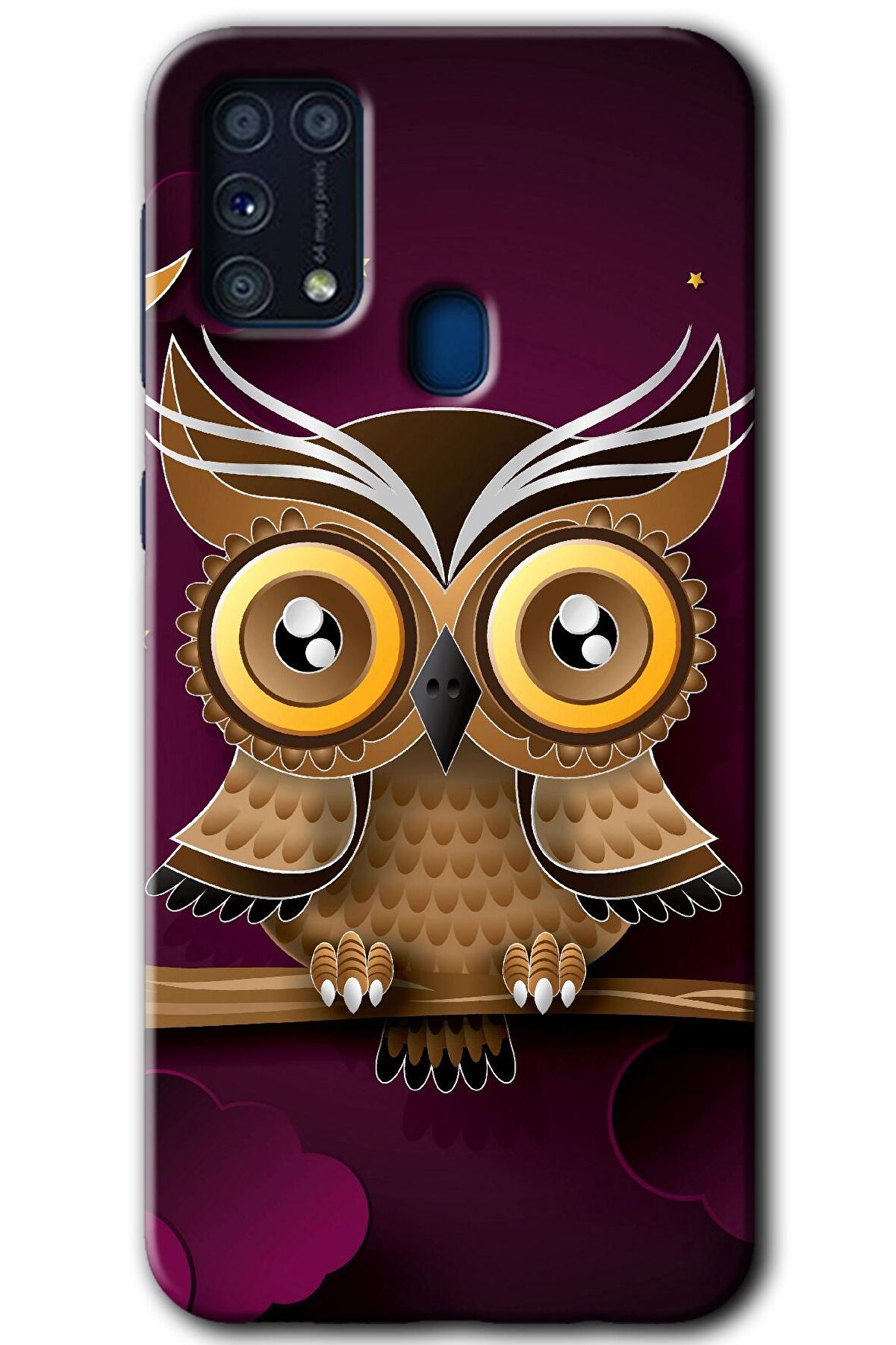 Galaxy M31 Kılıf HD Desen Baskılı Arka Kapak - Owl Bird Branch 