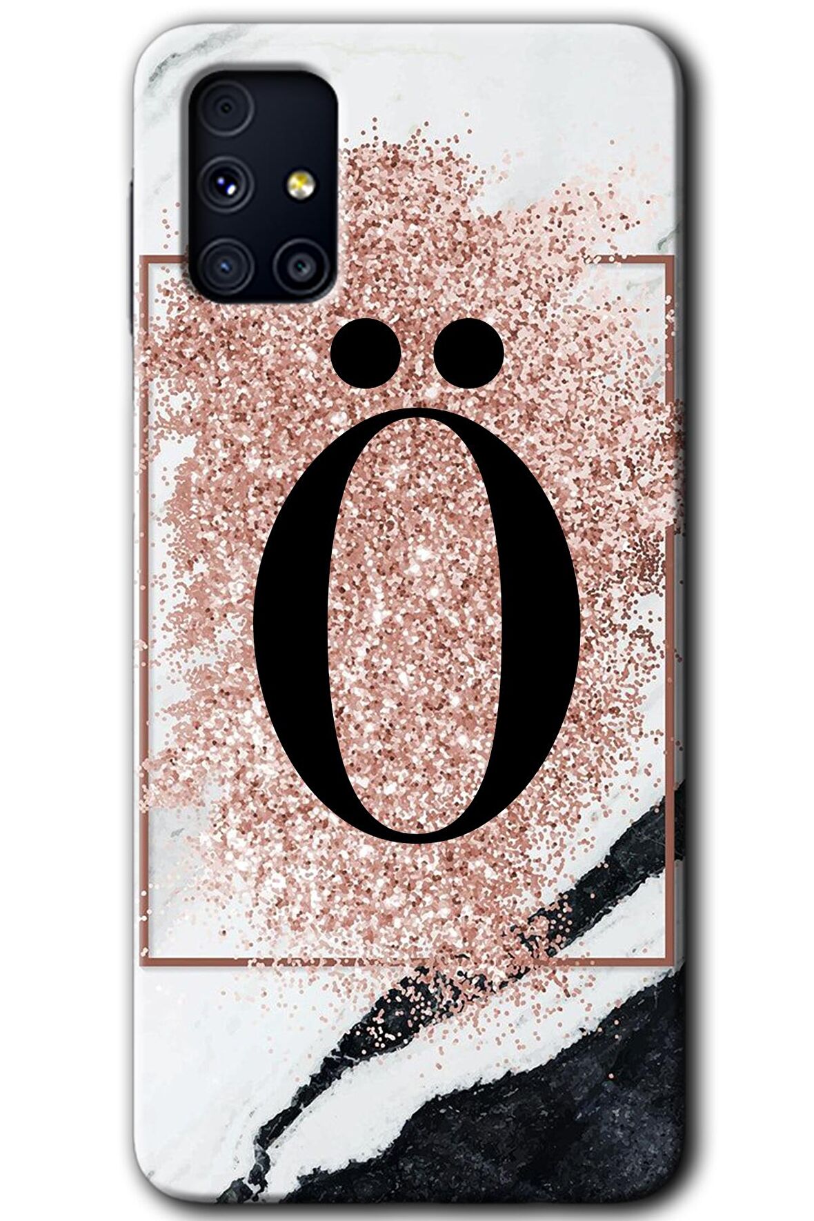 Galaxy M31s Kılıf HD Desen Baskılı Arka Kapak - Pembe Mermer Desenli Ö Harfi 