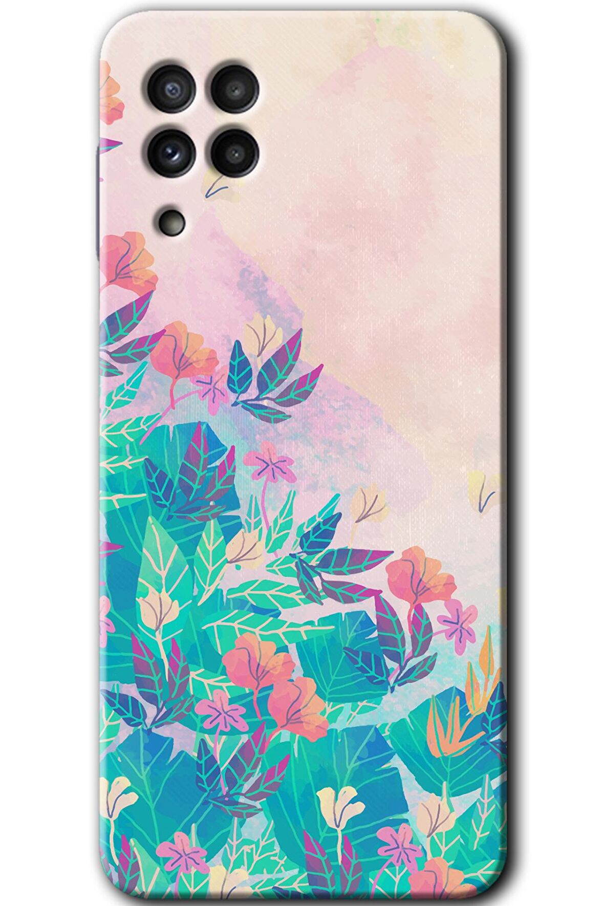 Galaxy M32 Kılıf HD Desen Baskılı Arka Kapak - Çizim Yapraklar 
