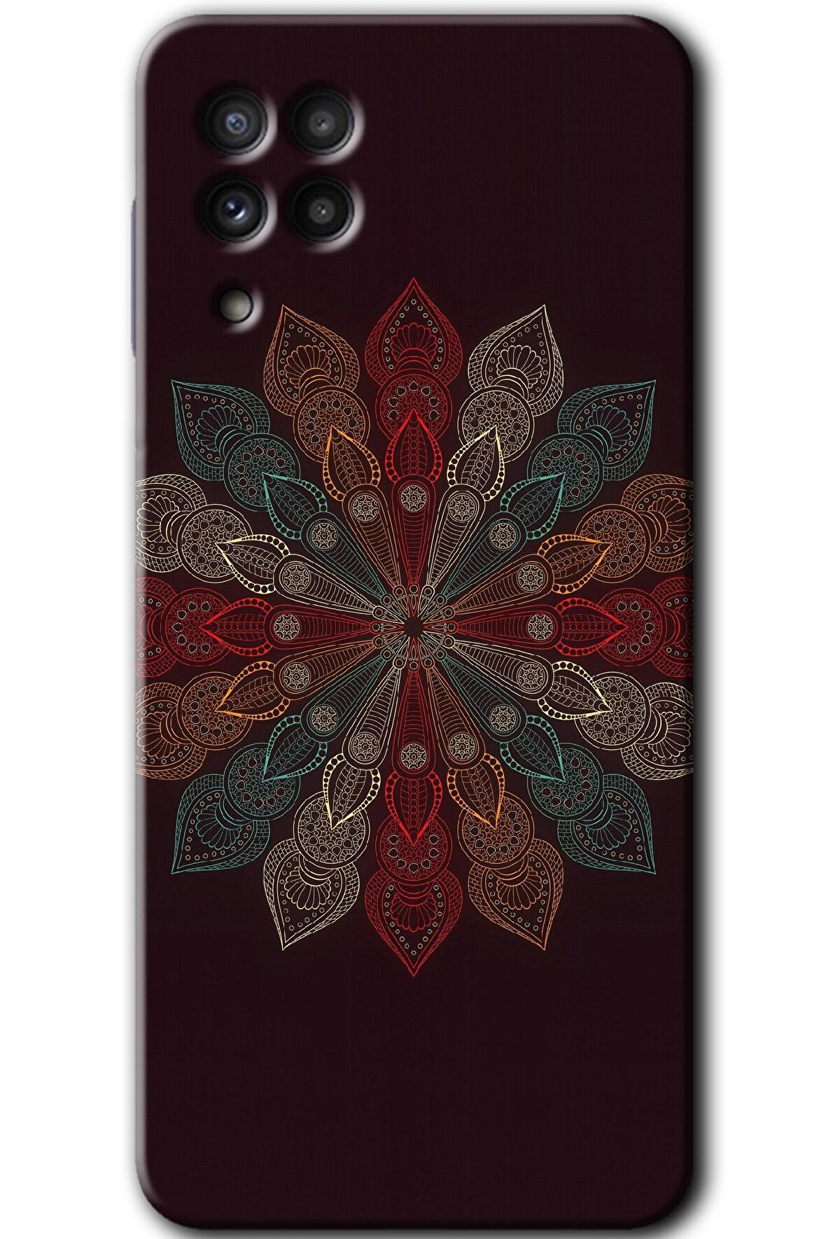 Galaxy M32 Kılıf HD Desen Baskılı Arka Kapak - Mandala Flower Wal 