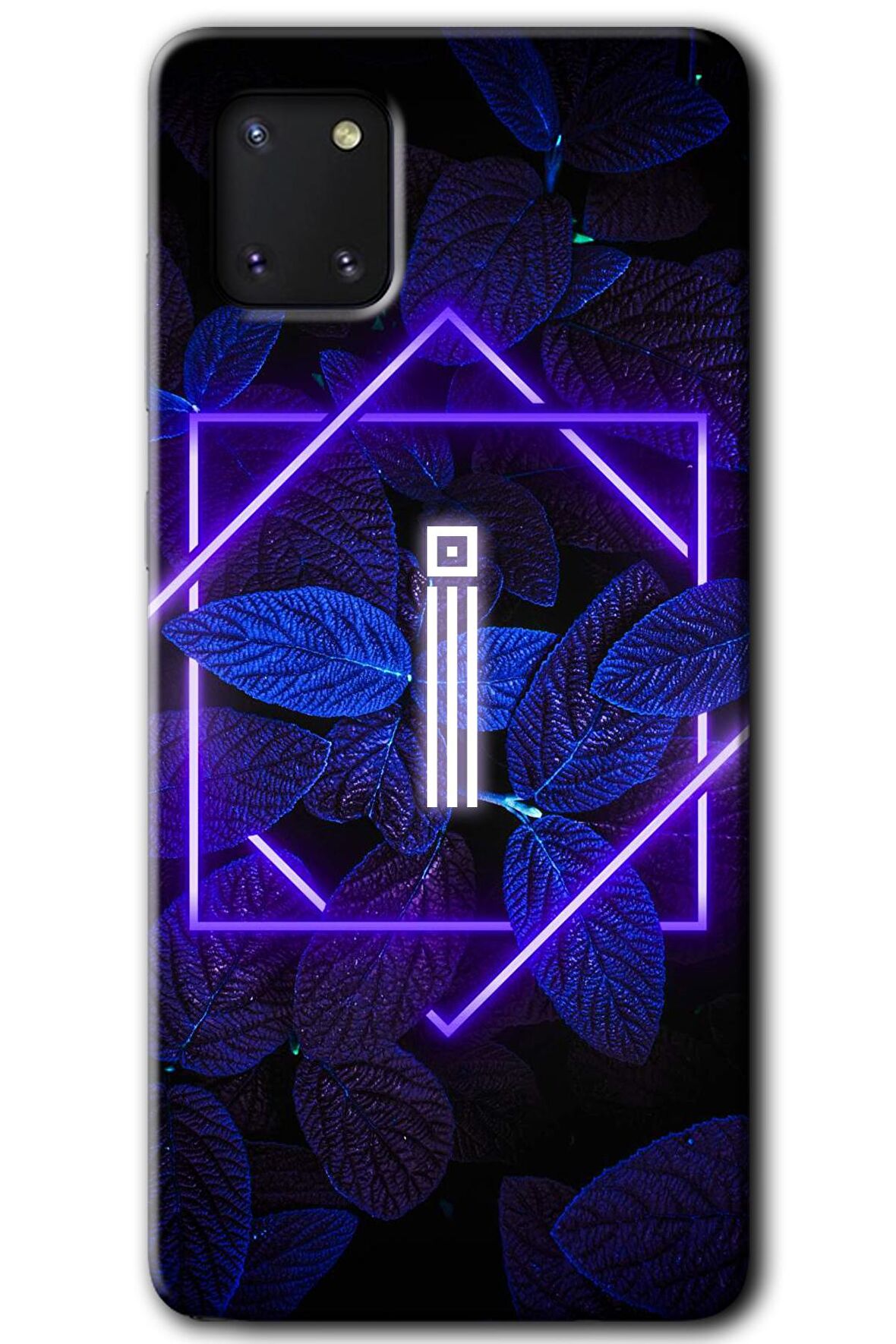 Galaxy Note 10 Lite Kılıf HD Desen Baskılı Arka Kapak - Dark Neon Yaprak İ Harfi 