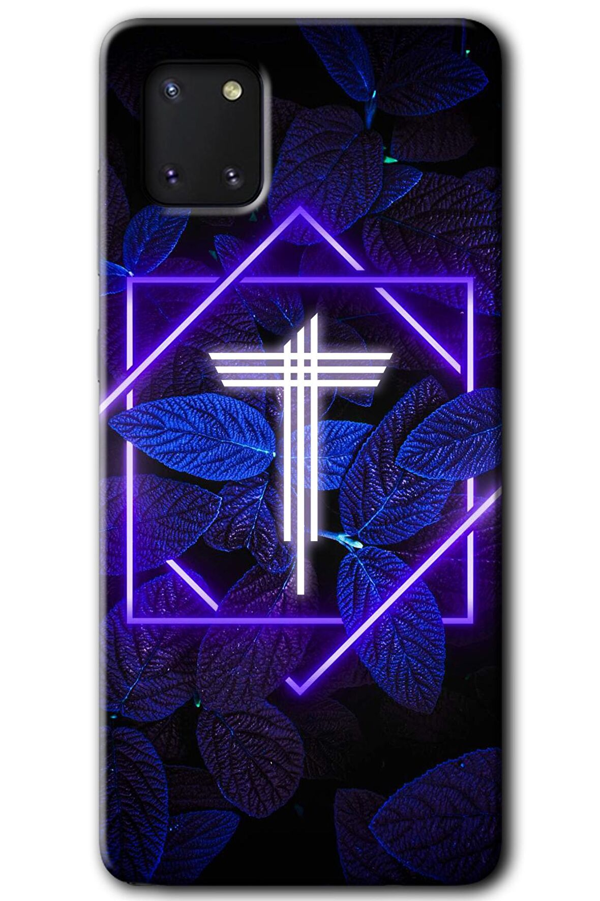 Galaxy Note 10 Lite Kılıf HD Desen Baskılı Arka Kapak - Dark Neon Yaprak T Harfi 
