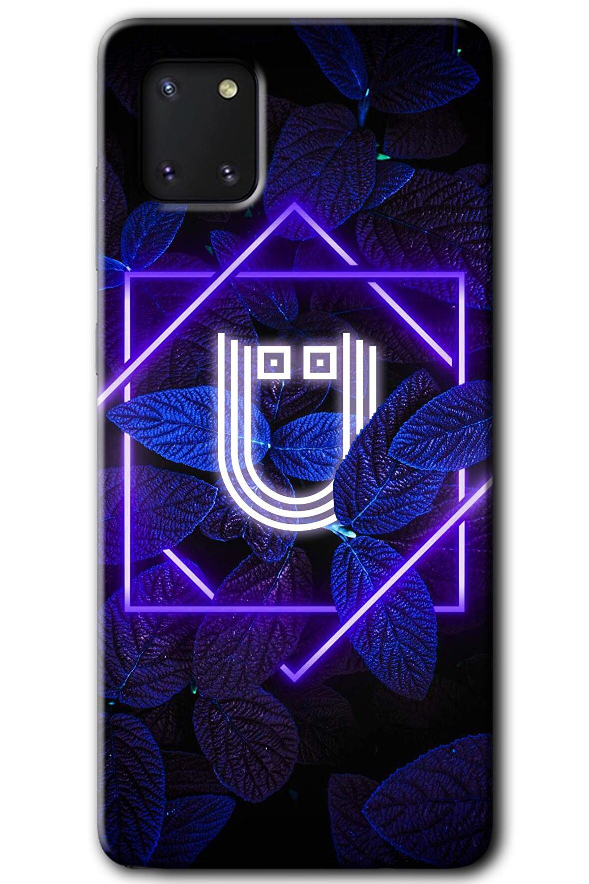 Galaxy Note 10 Lite Kılıf HD Desen Baskılı Arka Kapak - Dark Neon Yaprak Ü Harfi 