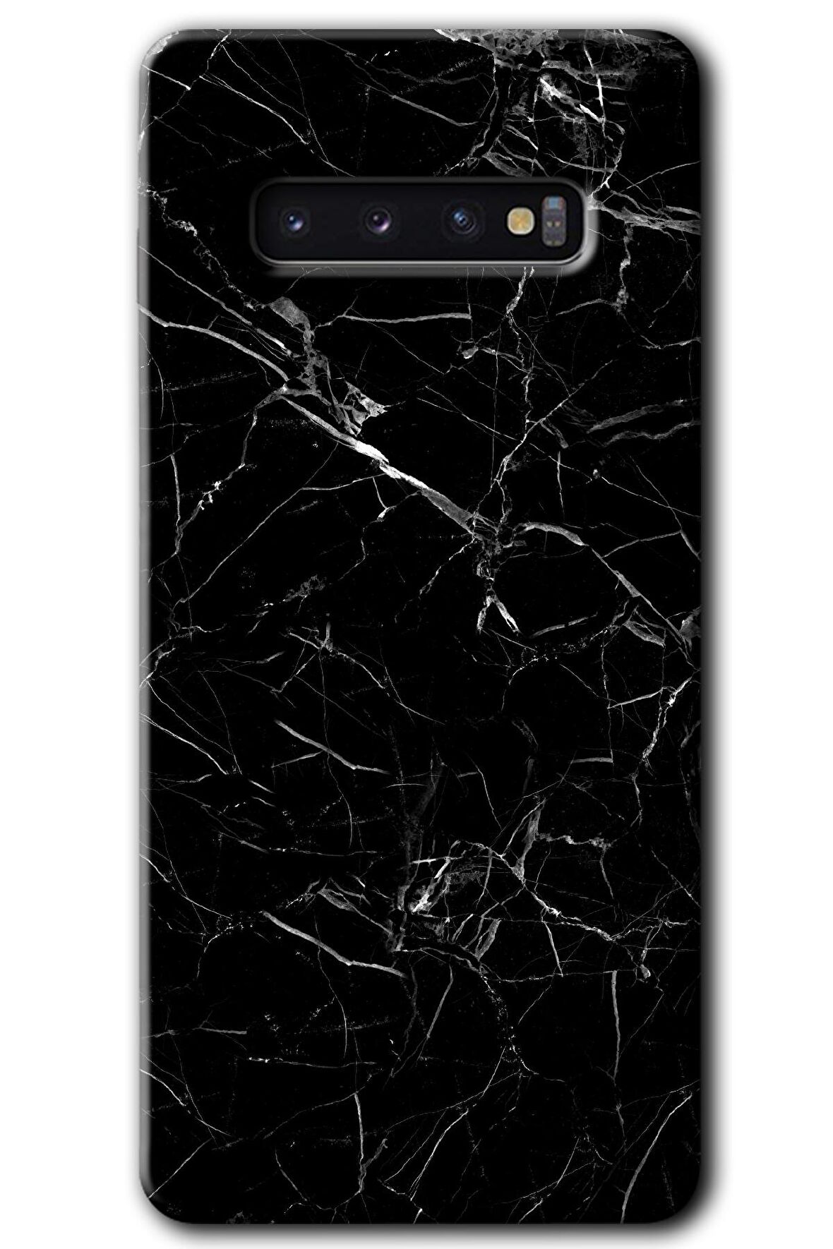 Galaxy S10 Kılıf HD Desen Baskılı Arka Kapak - Siyah Mermer 