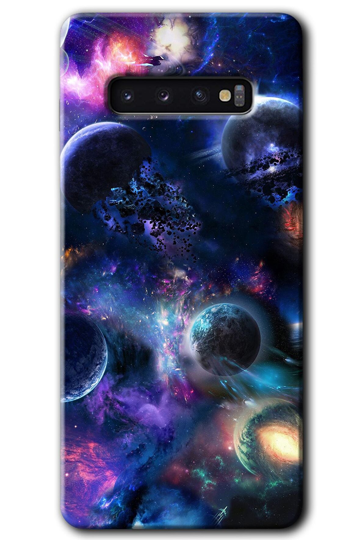 Galaxy S10 Kılıf HD Desen Baskılı Arka Kapak - Gezegen Karışımı 