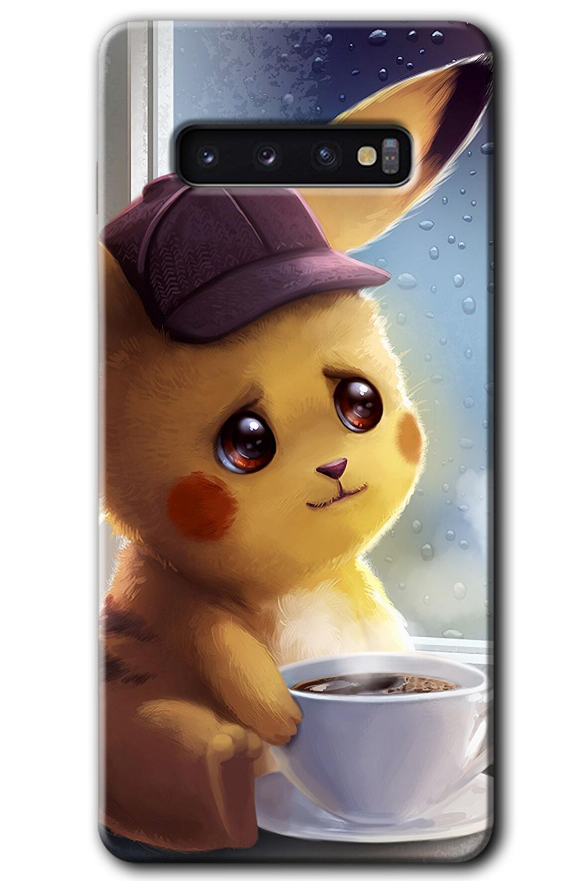 Galaxy S10 Kılıf HD Desen Baskılı Arka Kapak - Üzgün Pikaçu 