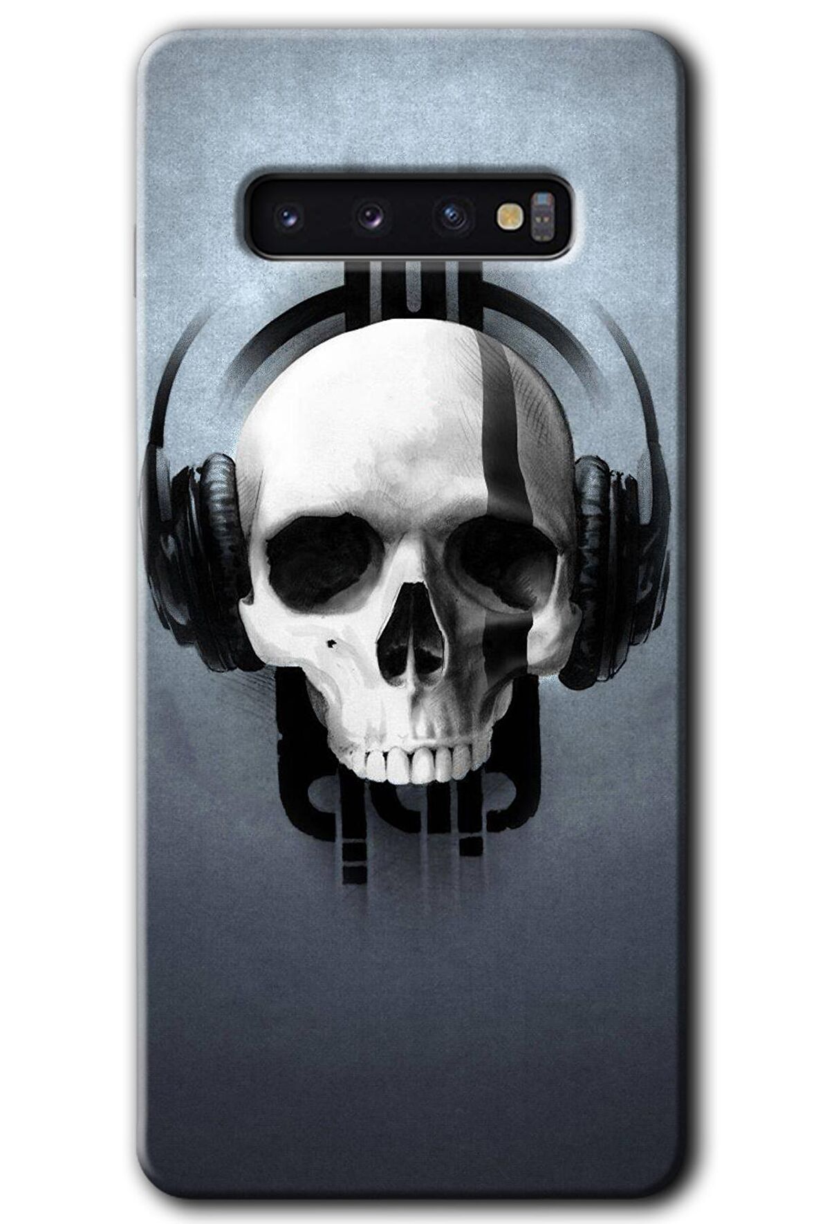 Galaxy S10 Kılıf HD Desen Baskılı Arka Kapak - Müzik Kurukafa 