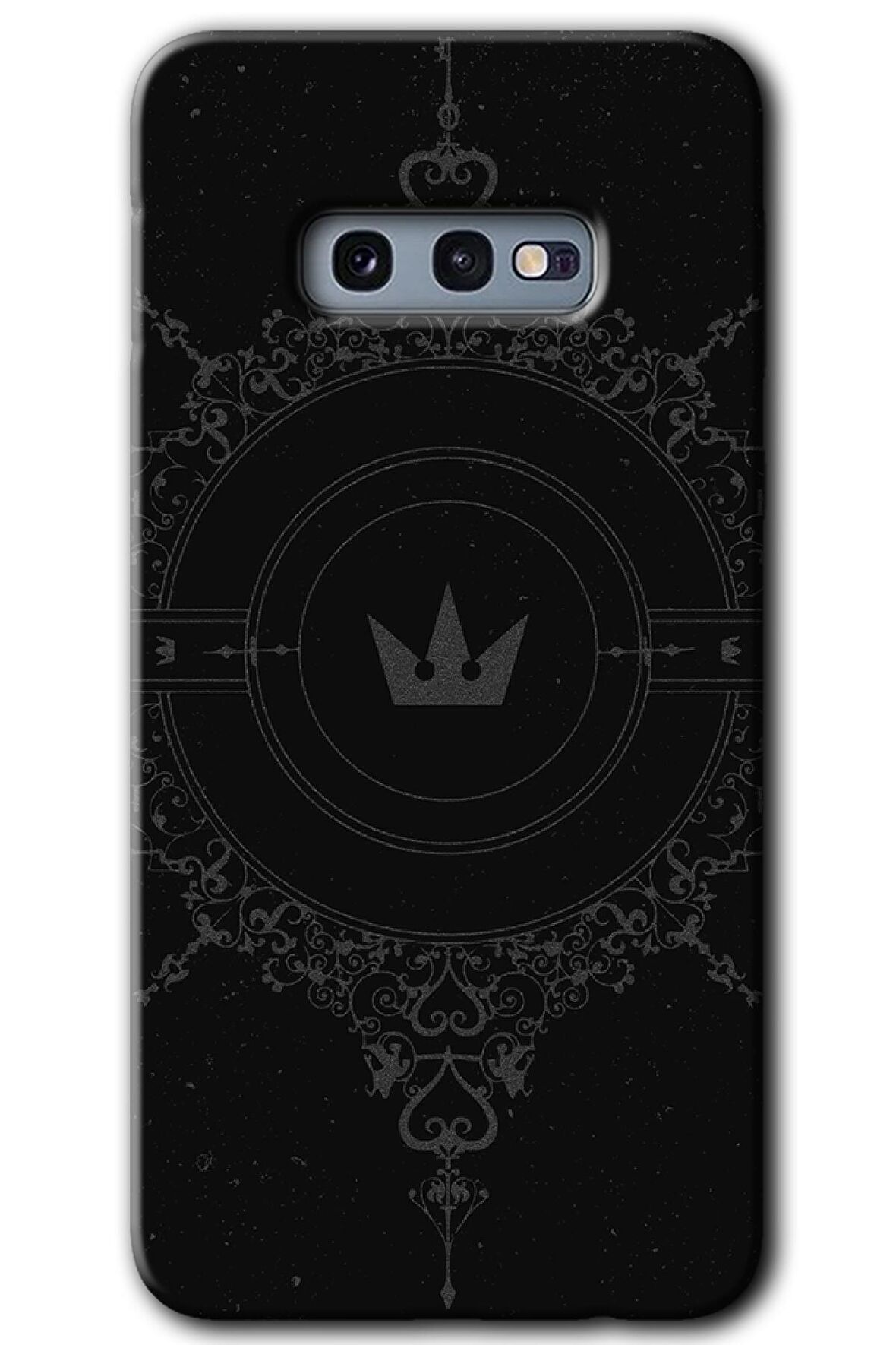 Galaxy S10e Kılıf HD Desen Baskılı Arka Kapak - Siyah Mandala 1 