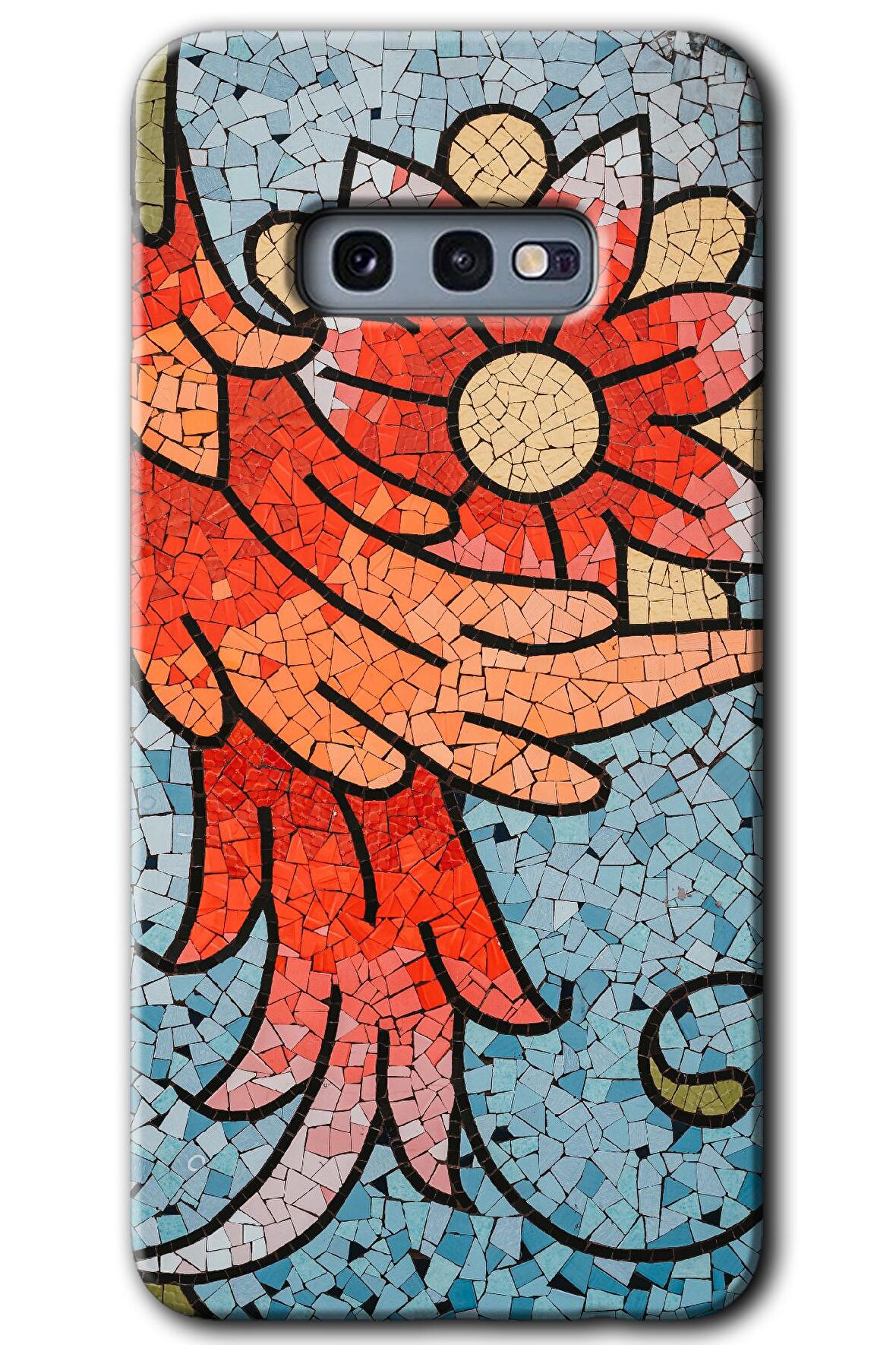 Galaxy S10e Kılıf HD Desen Baskılı Arka Kapak - Mozaik Çiçek 