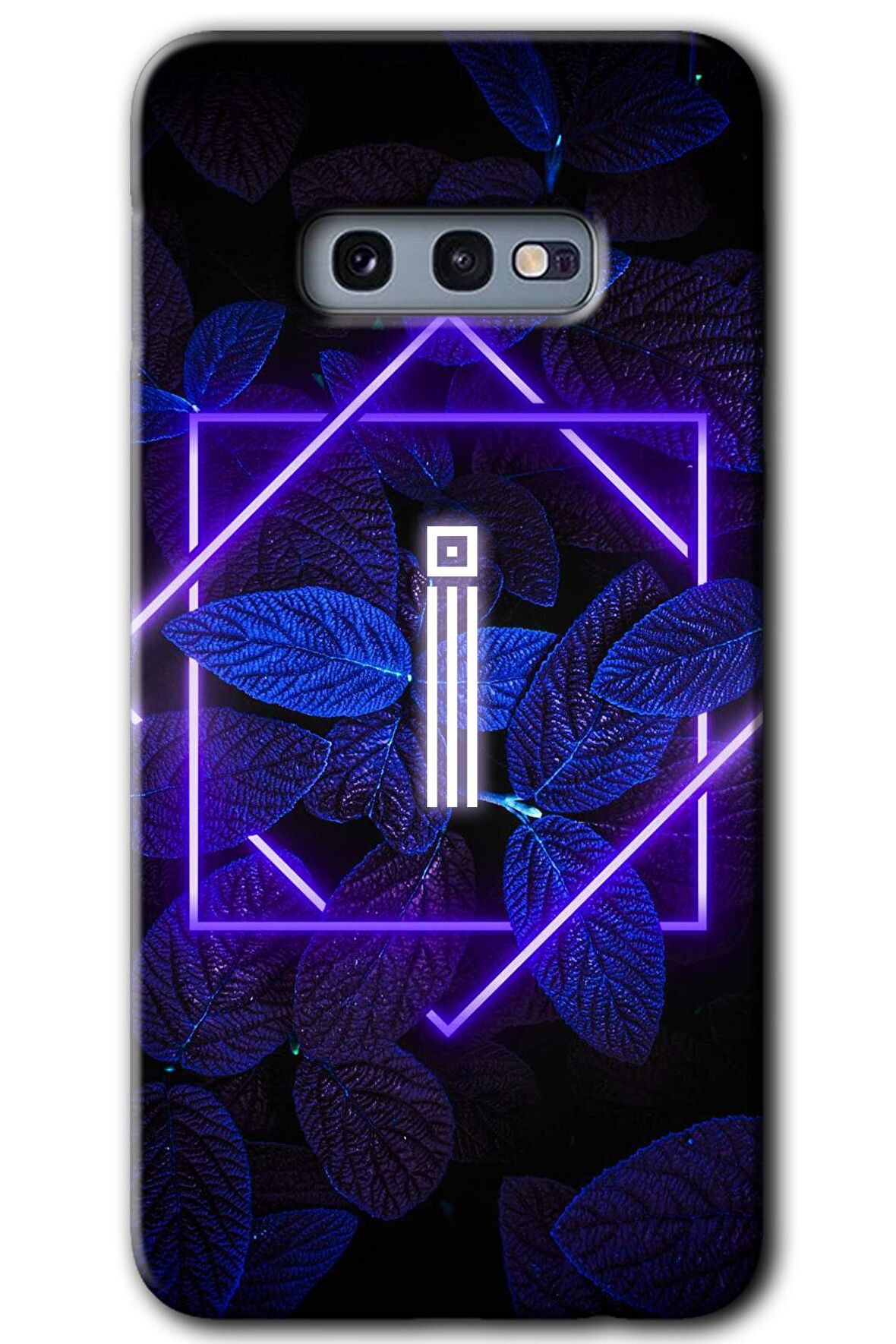 Galaxy S10e Kılıf HD Desen Baskılı Arka Kapak - Dark Neon Yaprak İ Harfi 