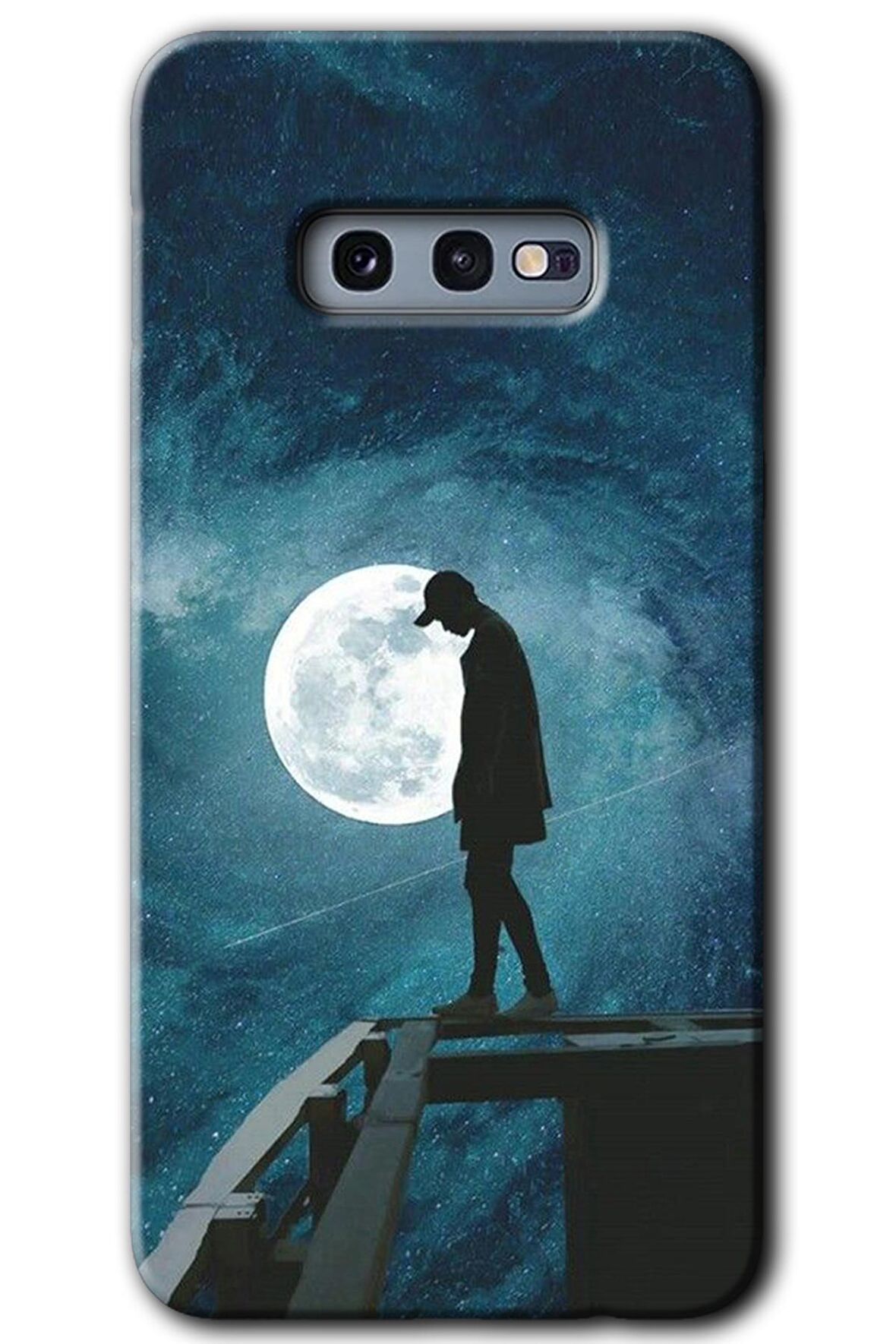 Galaxy S10e Kılıf HD Desen Baskılı Arka Kapak - Dolunay Yalnızlık 