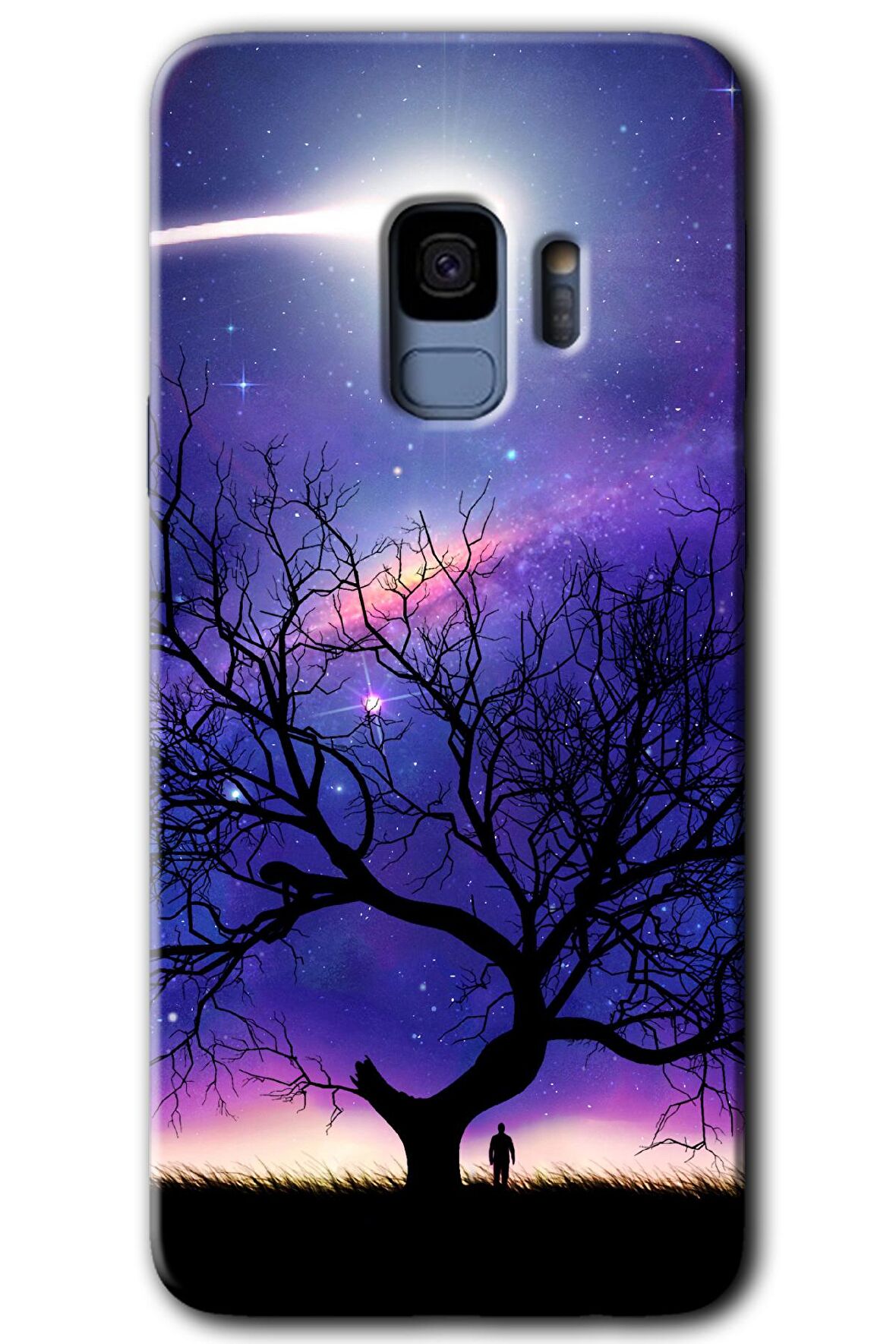 Galaxy S9 Kılıf HD Desen Baskılı Arka Kapak - Uzay Silüet 