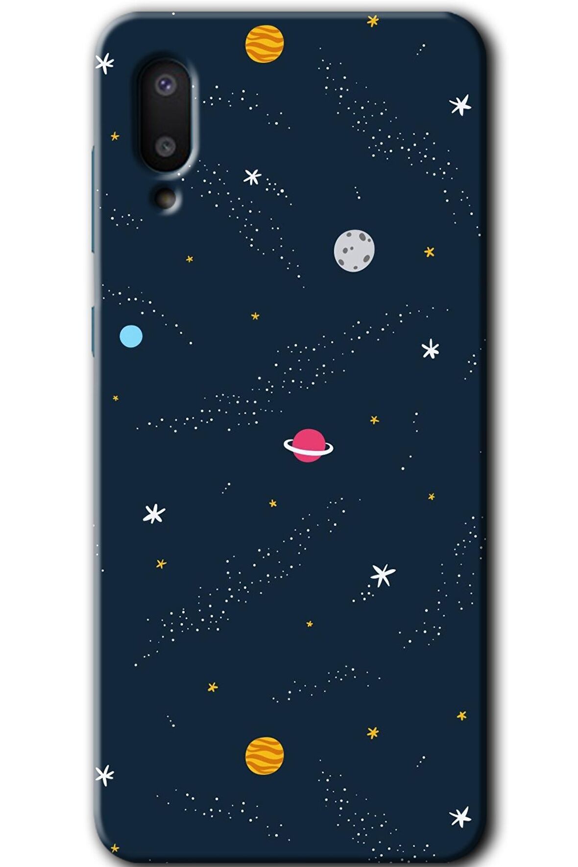 Galaxy A02 Kılıf HD Desen Baskılı Arka Kapak - Çizim Gezegen 