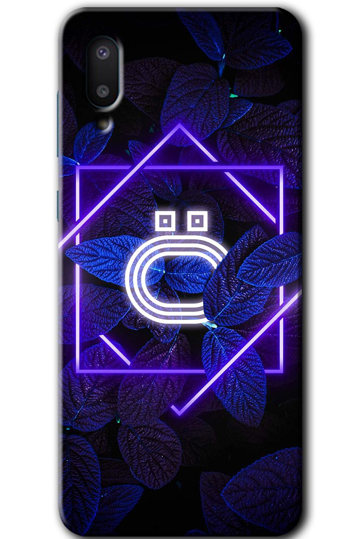 Galaxy A02 Kılıf HD Desen Baskılı Arka Kapak - Dark Neon Yaprak Ö Harfi 