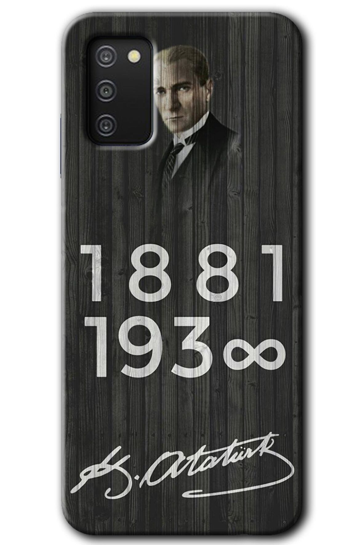 Galaxy A02s Kılıf HD Desen Baskılı Arka Kapak - Atatürk Ahşap İmza 