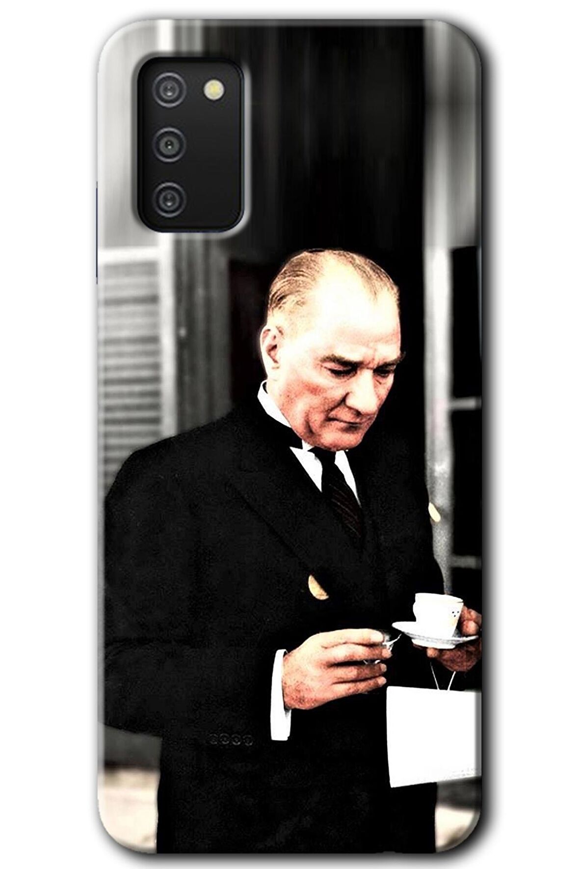 Galaxy A02s Kılıf HD Desen Baskılı Arka Kapak - Atatürk Türk Kahvesi 
