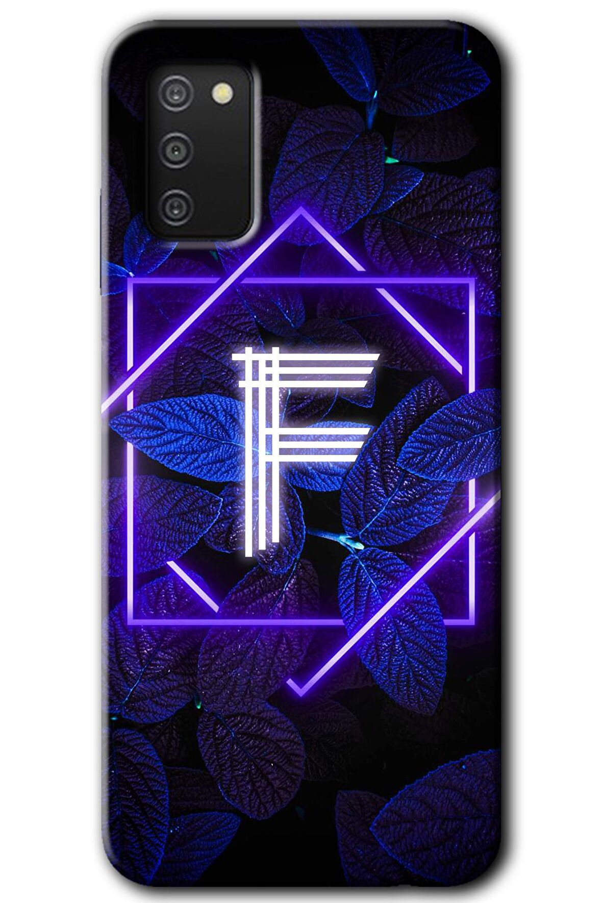 Galaxy A02s Kılıf HD Desen Baskılı Arka Kapak - Dark Neon Yaprak F Harfi 