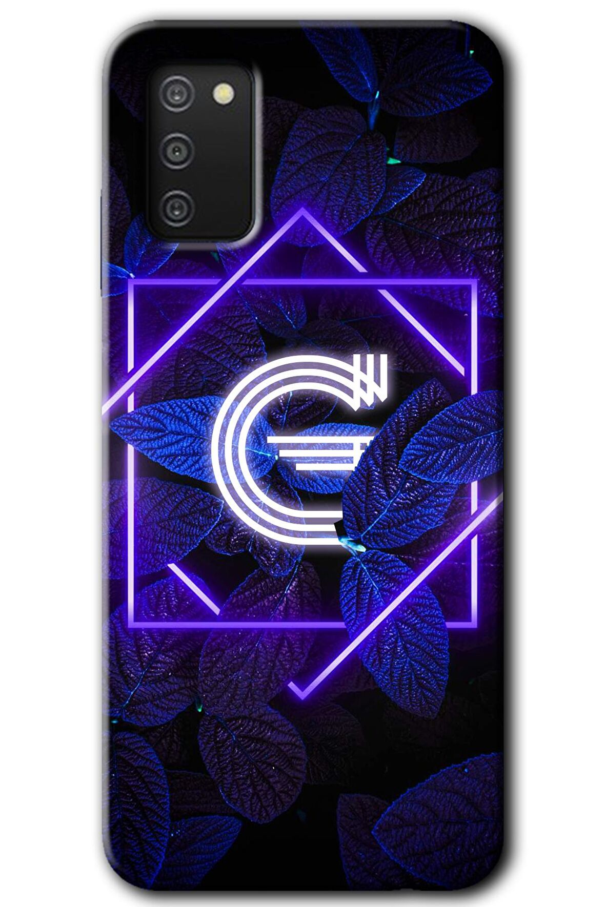 Galaxy A02s Kılıf HD Desen Baskılı Arka Kapak - Dark Neon Yaprak G Harfi 